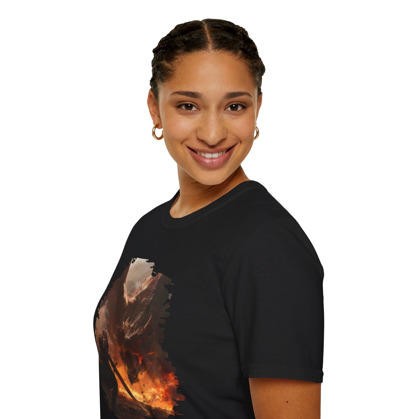 Fighter and Dragon - Unisex Softstyle T-Shirt