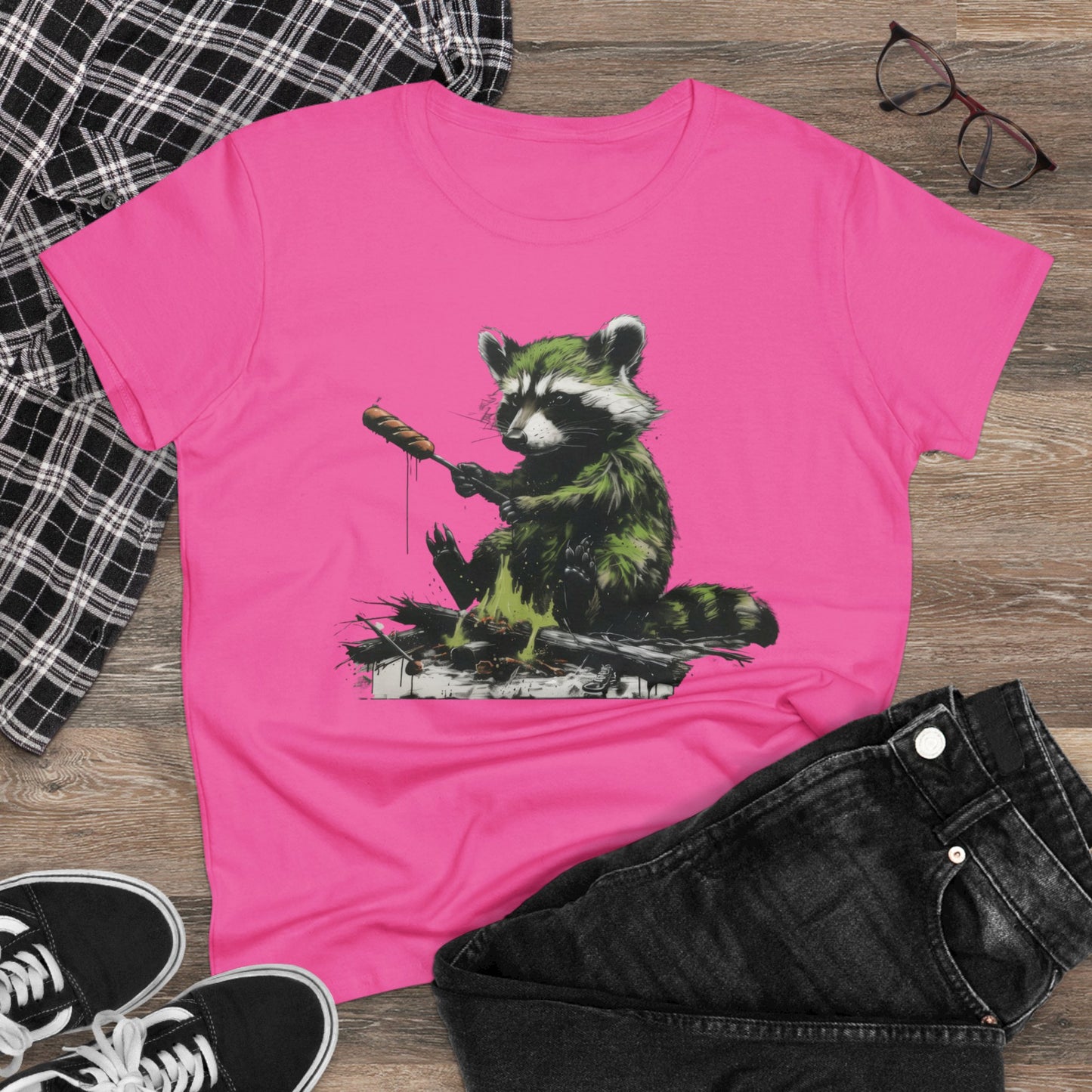 Raccoon Cookout - Women's Midweight Cotton Tee