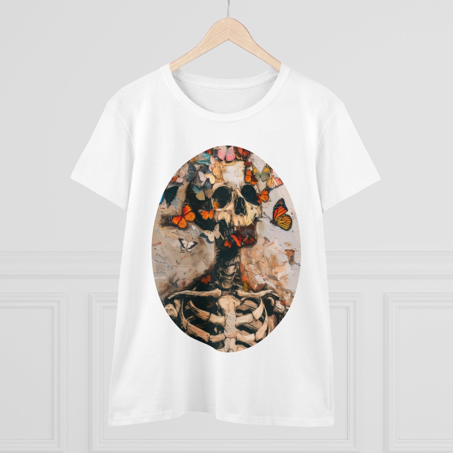 Skeleton and Butterflies - Women's Midweight Cotton Tee