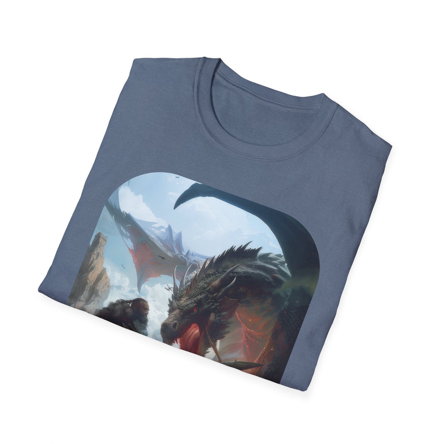 Fighter and Dragon - Unisex Softstyle T-Shirt