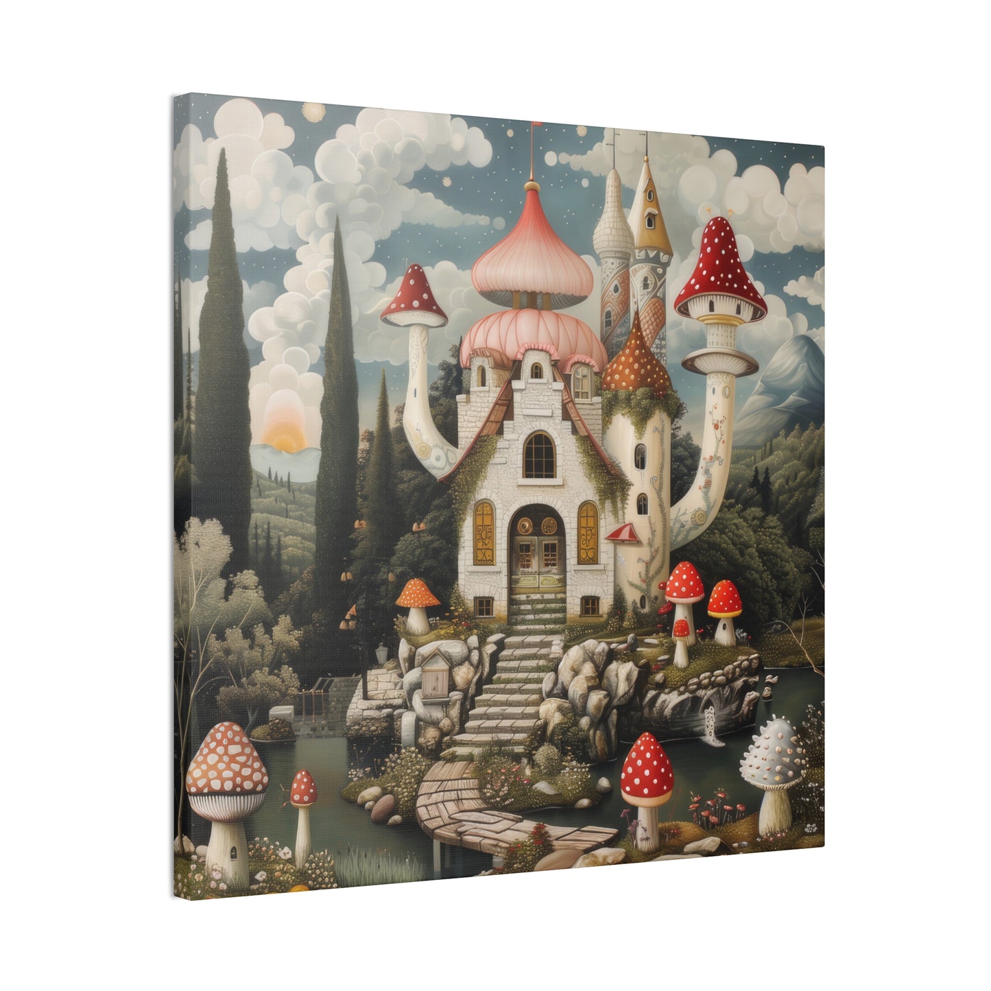 Mushroom House - Canvas Stretched, 0.75"