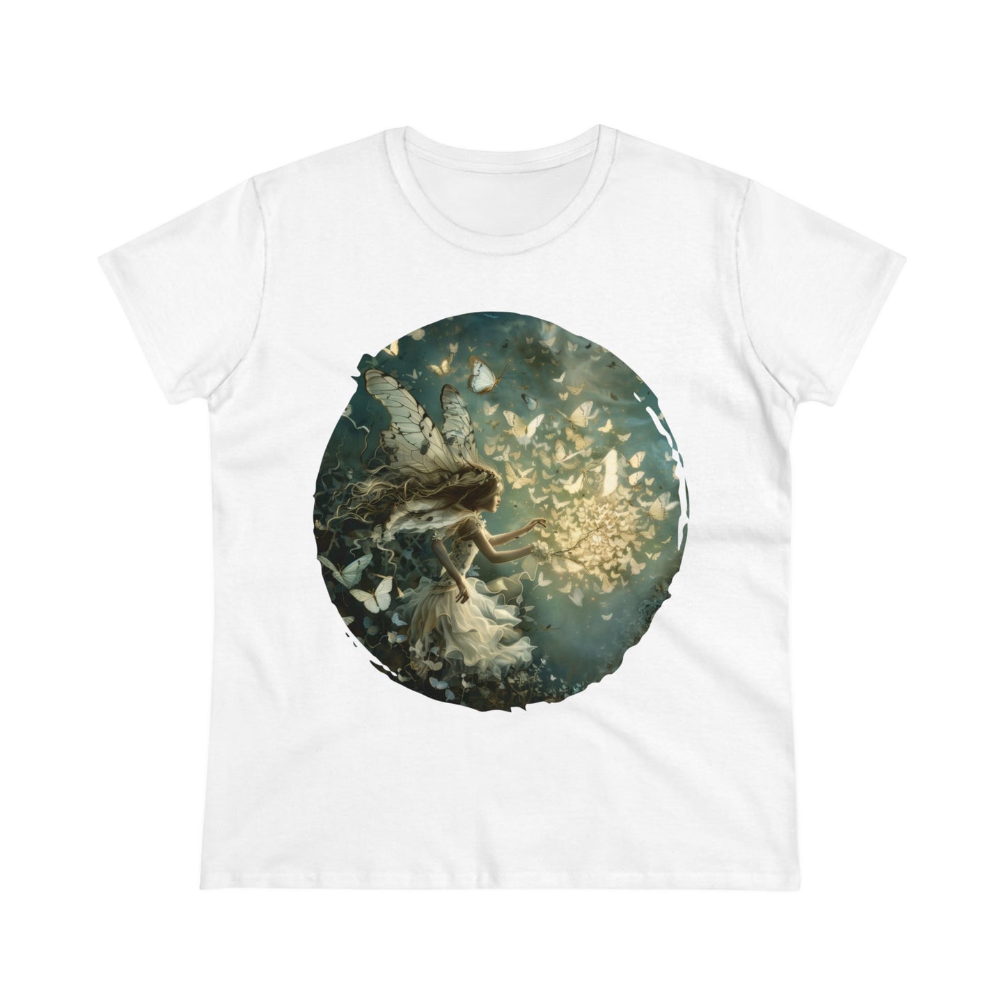 Fairy and Butterflies - Fantasy - Women's Midweight Cotton Tee