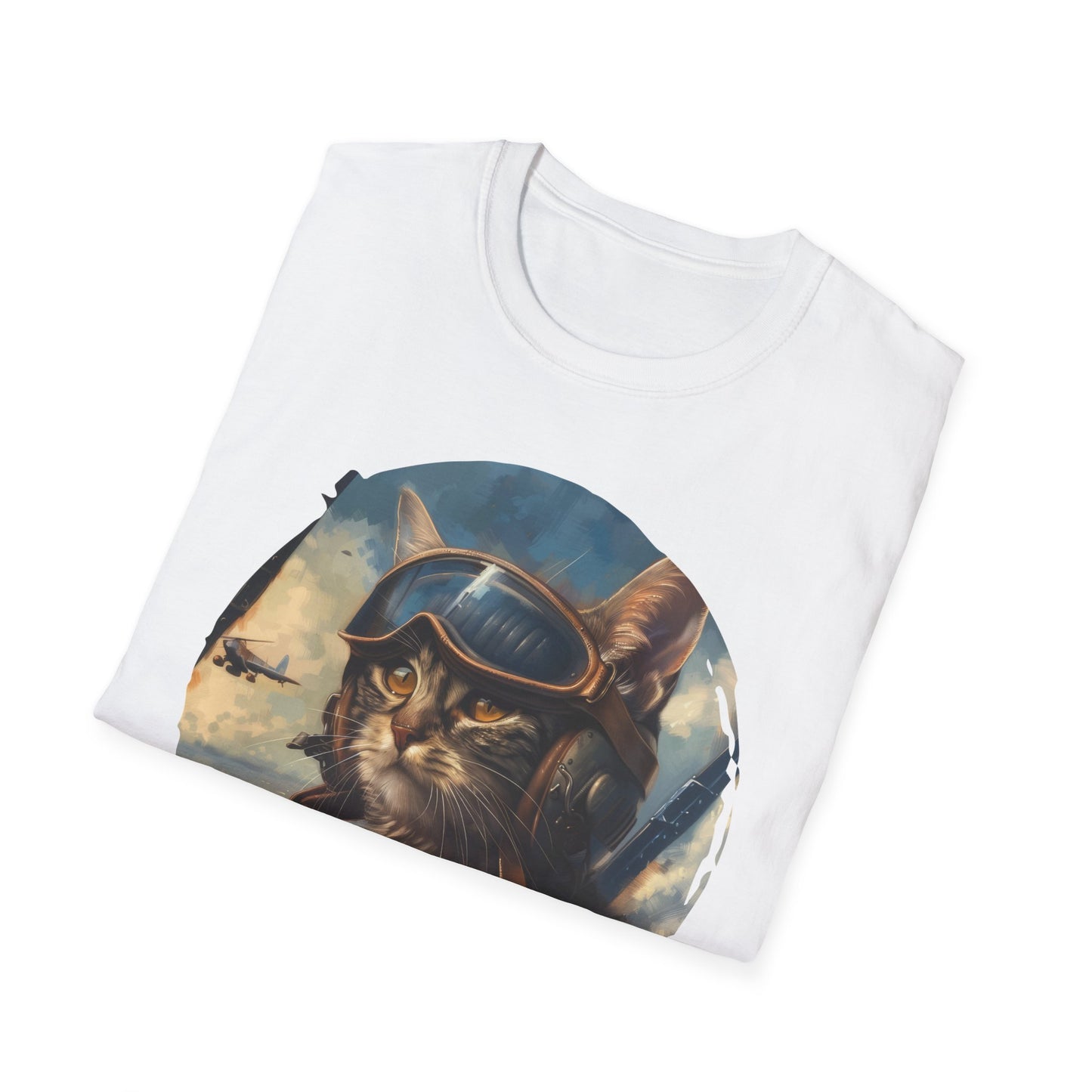 Cat Fighter Pilot - Unisex Softstyle T-Shirt