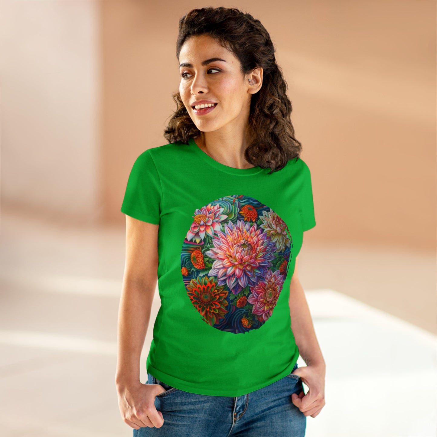 Pastel Flowers - Women's Midweight Cotton Tee