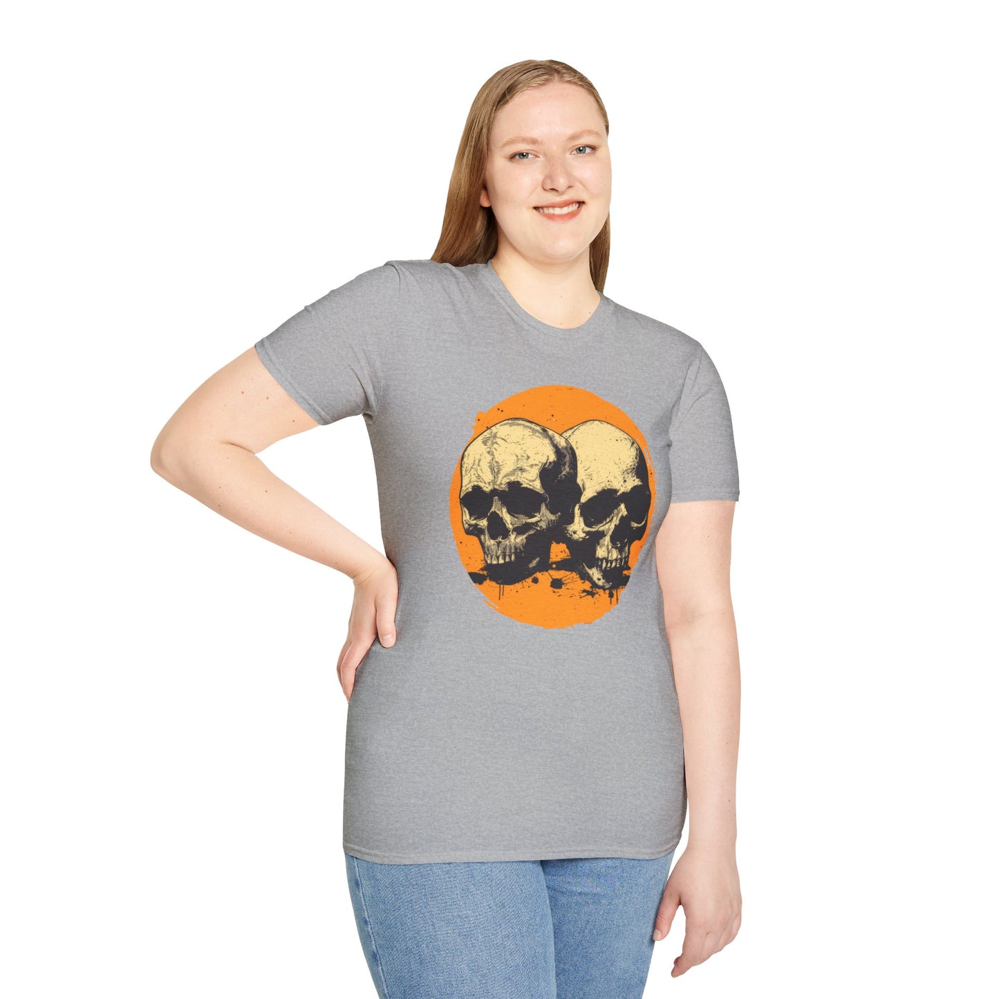 Skulls on Orange - Unisex Softstyle T-Shirt