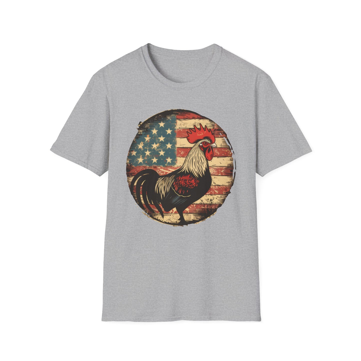 Rooster and Flag - Unisex Softstyle T-Shirt