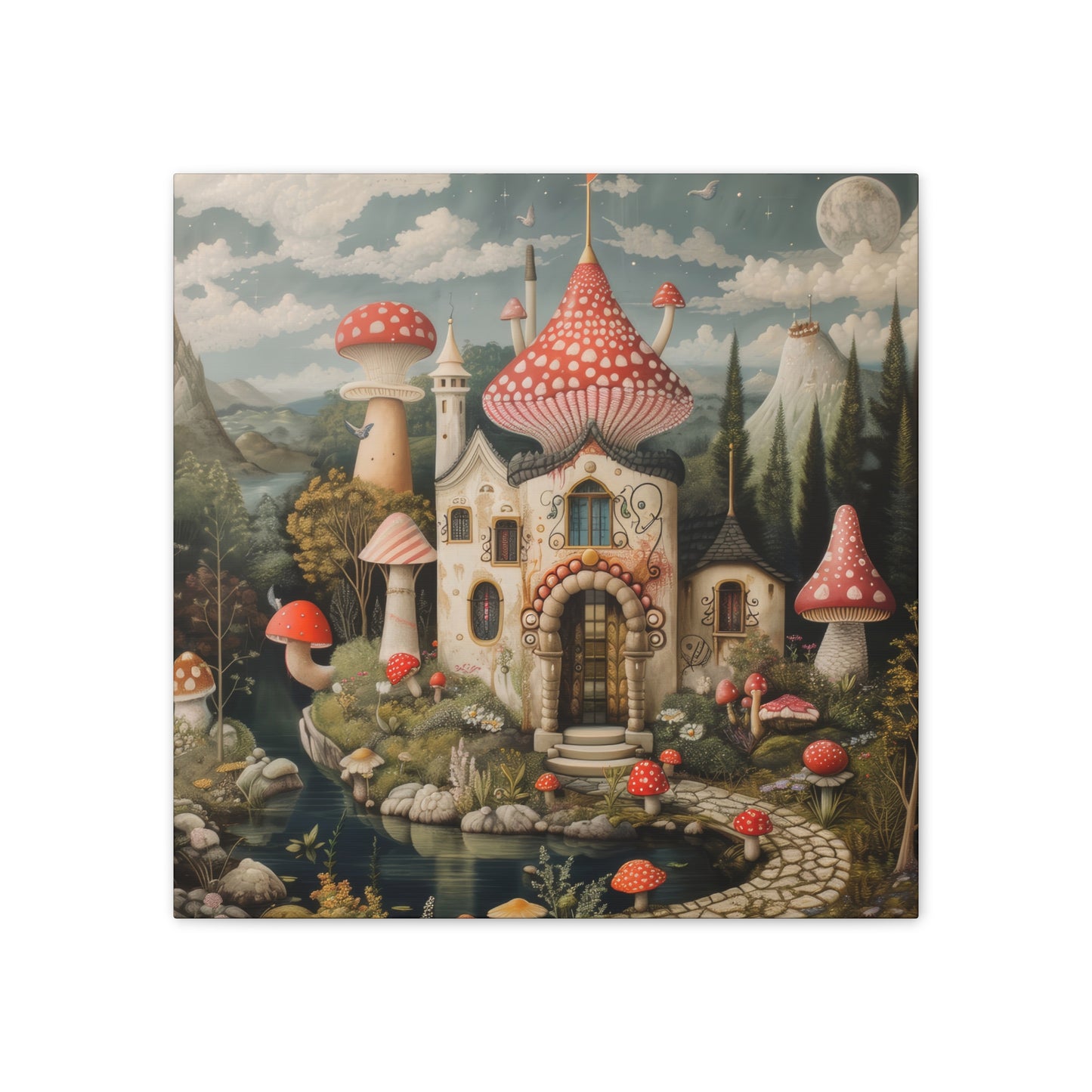 Mushroom House - Canvas Stretched, 0.75"