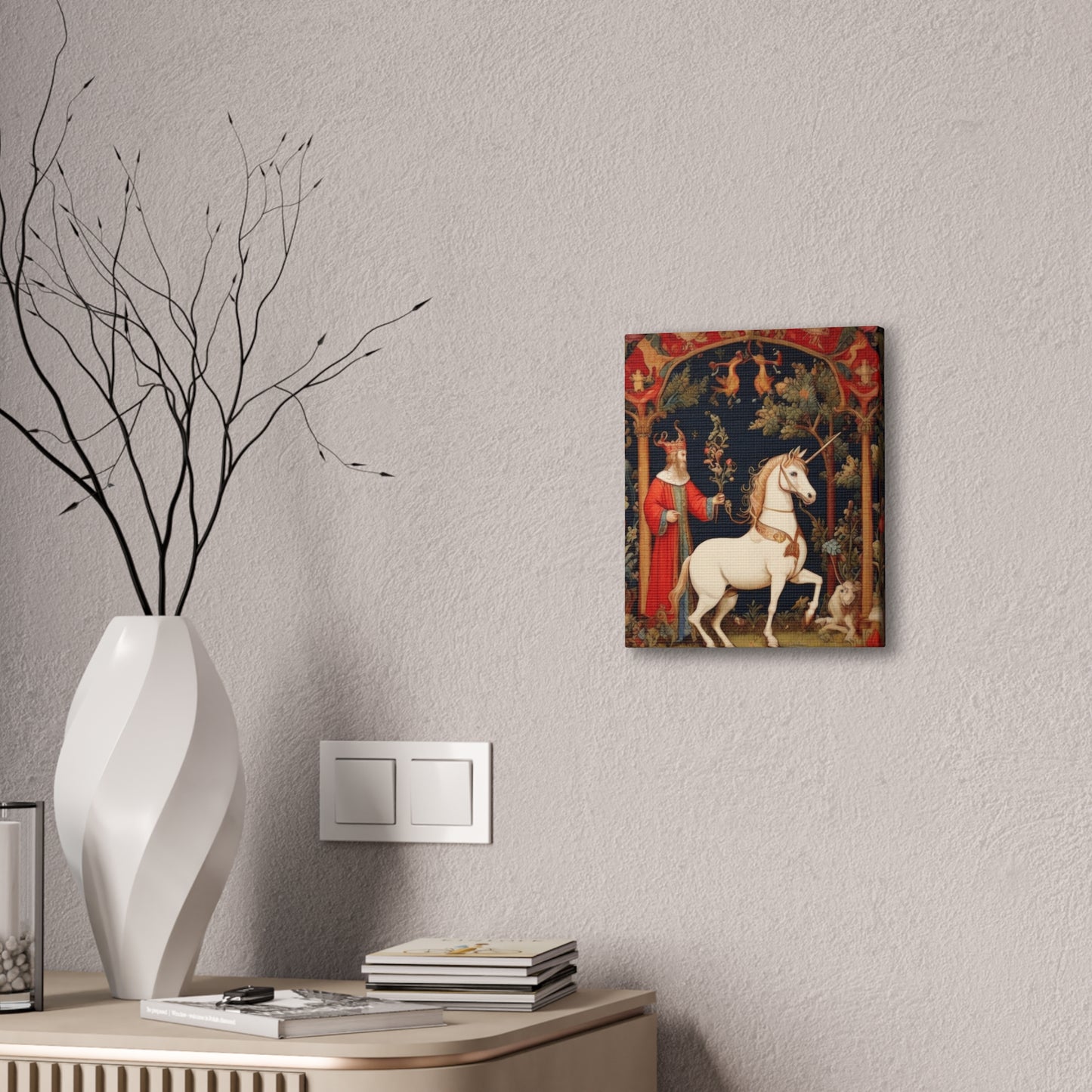 Wizard and the Unicorn Tapestry - Canvas Stretched, 0.75"