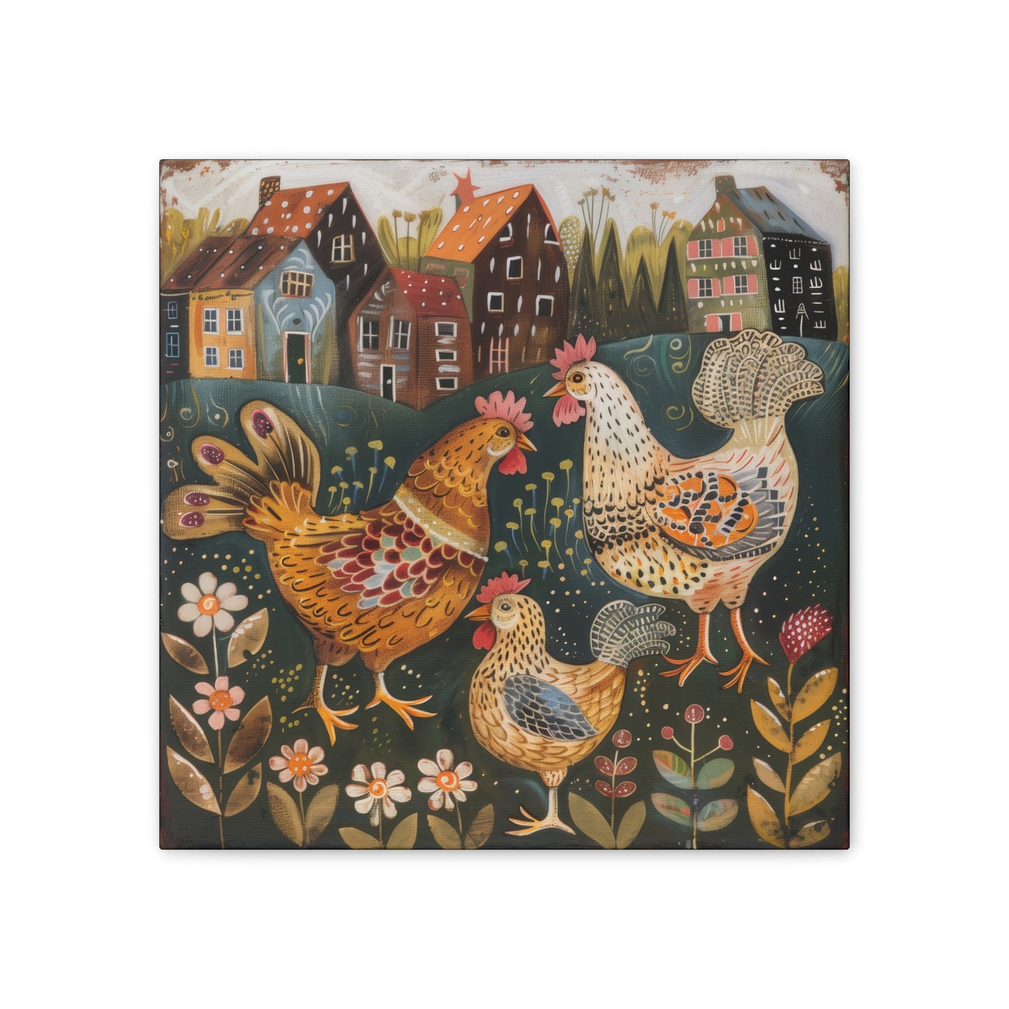 Chickens - Canvas Stretched, 0.75" - Canvas Stretched, 0.75"