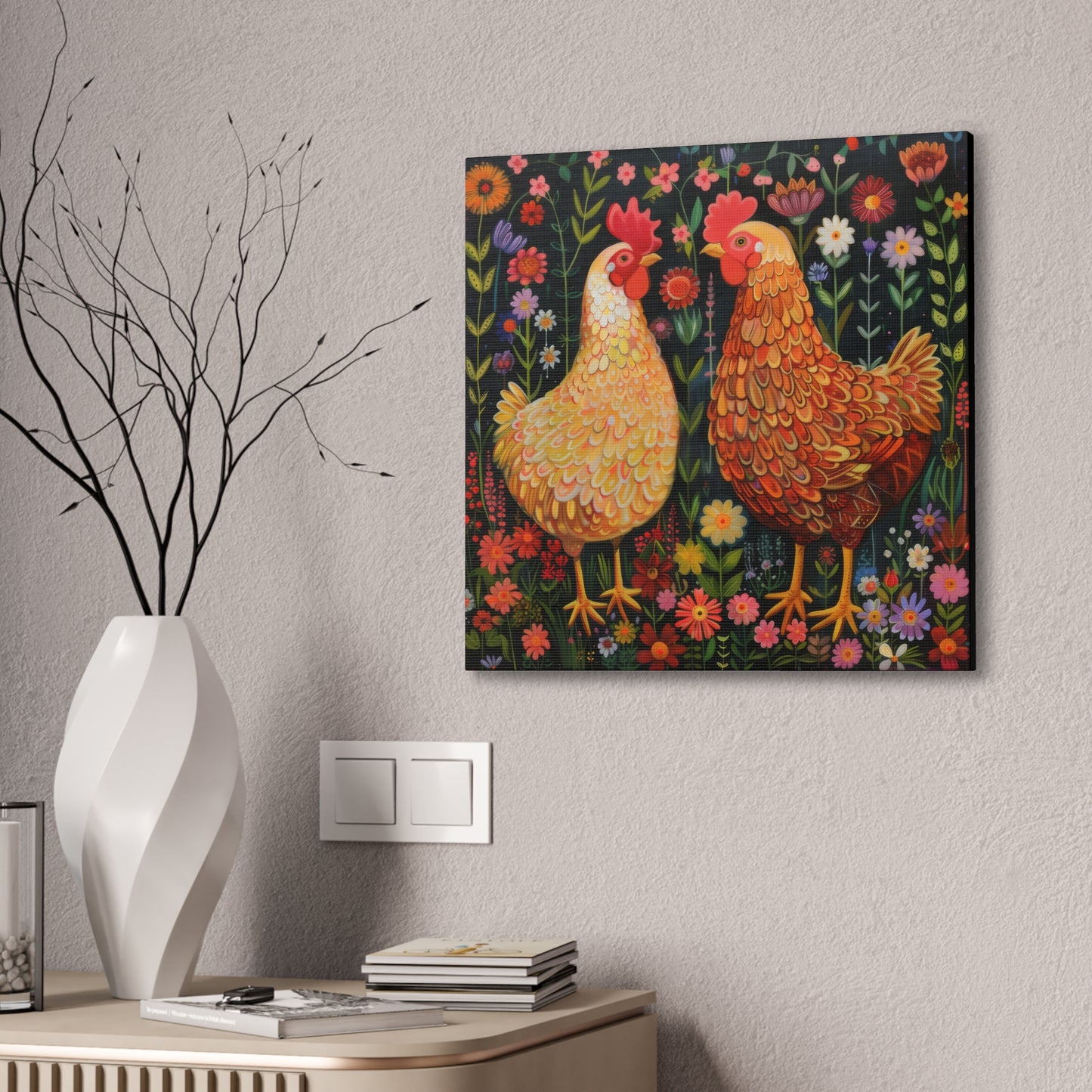 Chickens - Canvas Stretched, 0.75" - Canvas Stretched, 0.75"