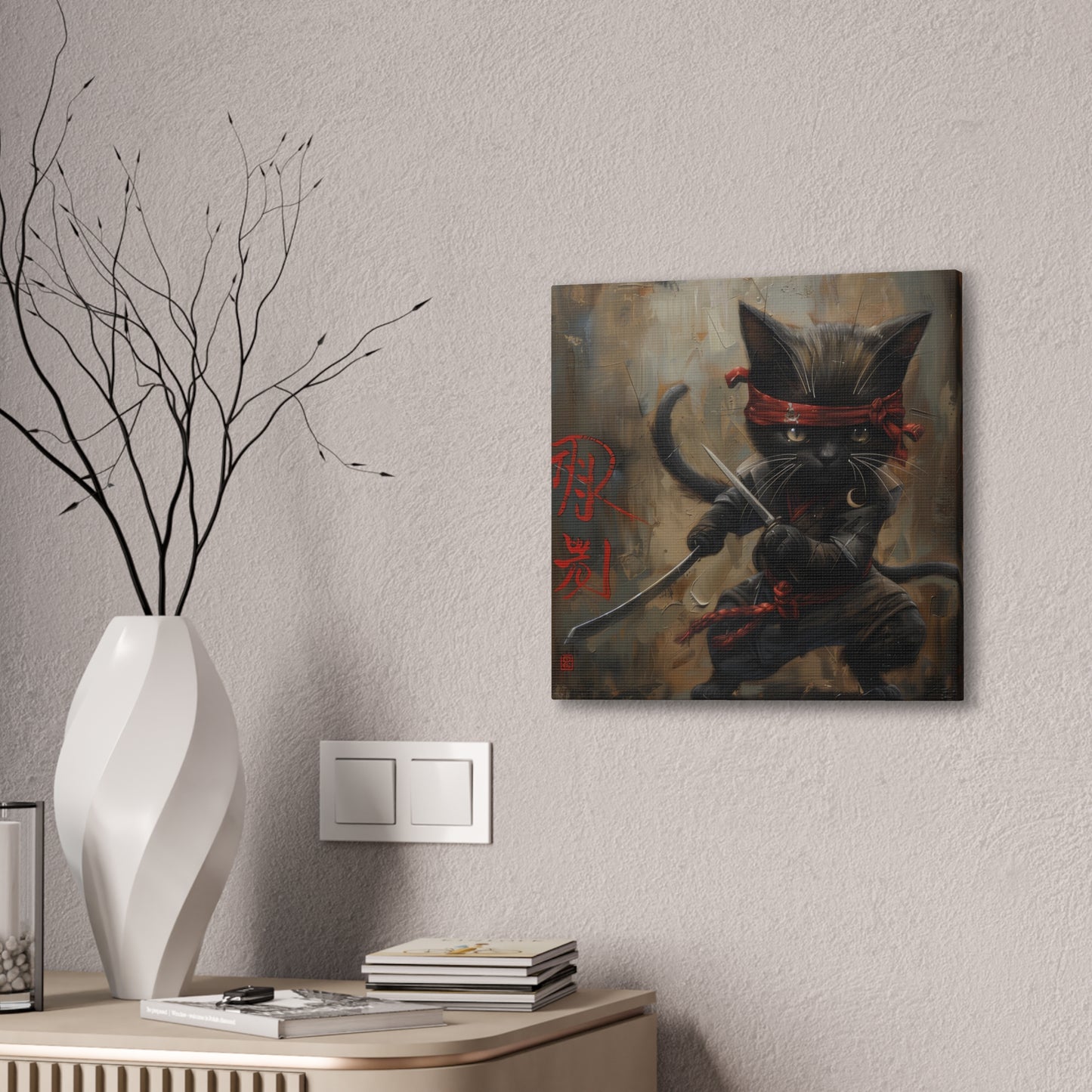 Ninja Kitty - Canvas Stretched, 0.75"