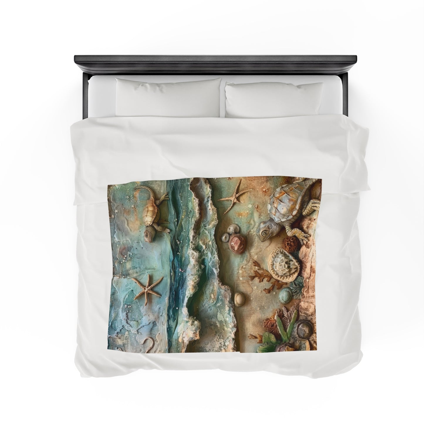 Summer Beach Scene Velveteen Plush Blanket