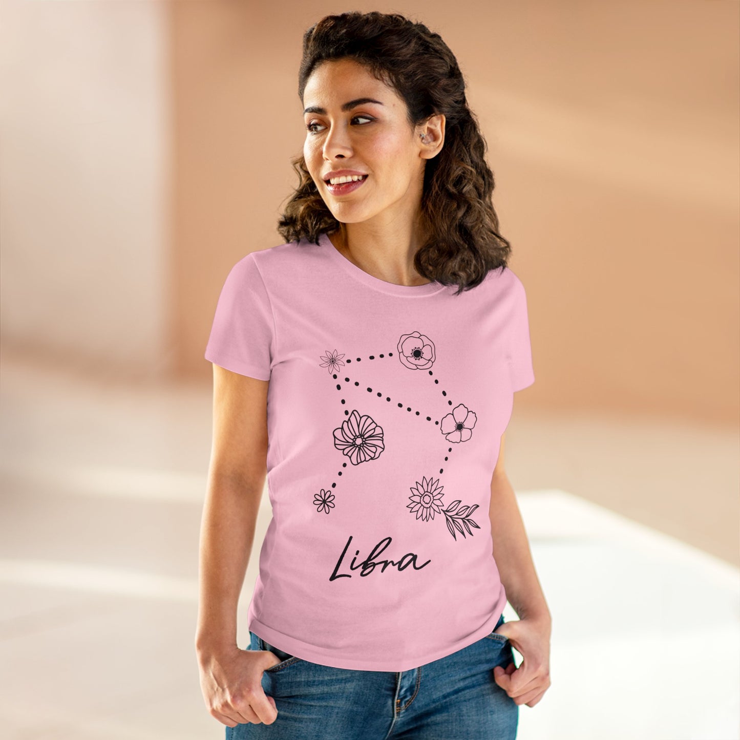 Flower Constellation - Libra - Astrology - Women's Midweight Cotton Tee