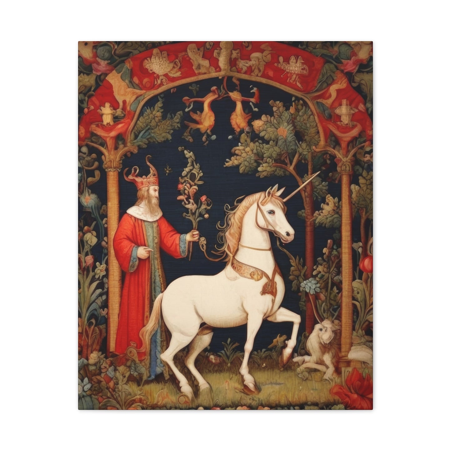 Wizard and the Unicorn Tapestry - Canvas Stretched, 0.75"