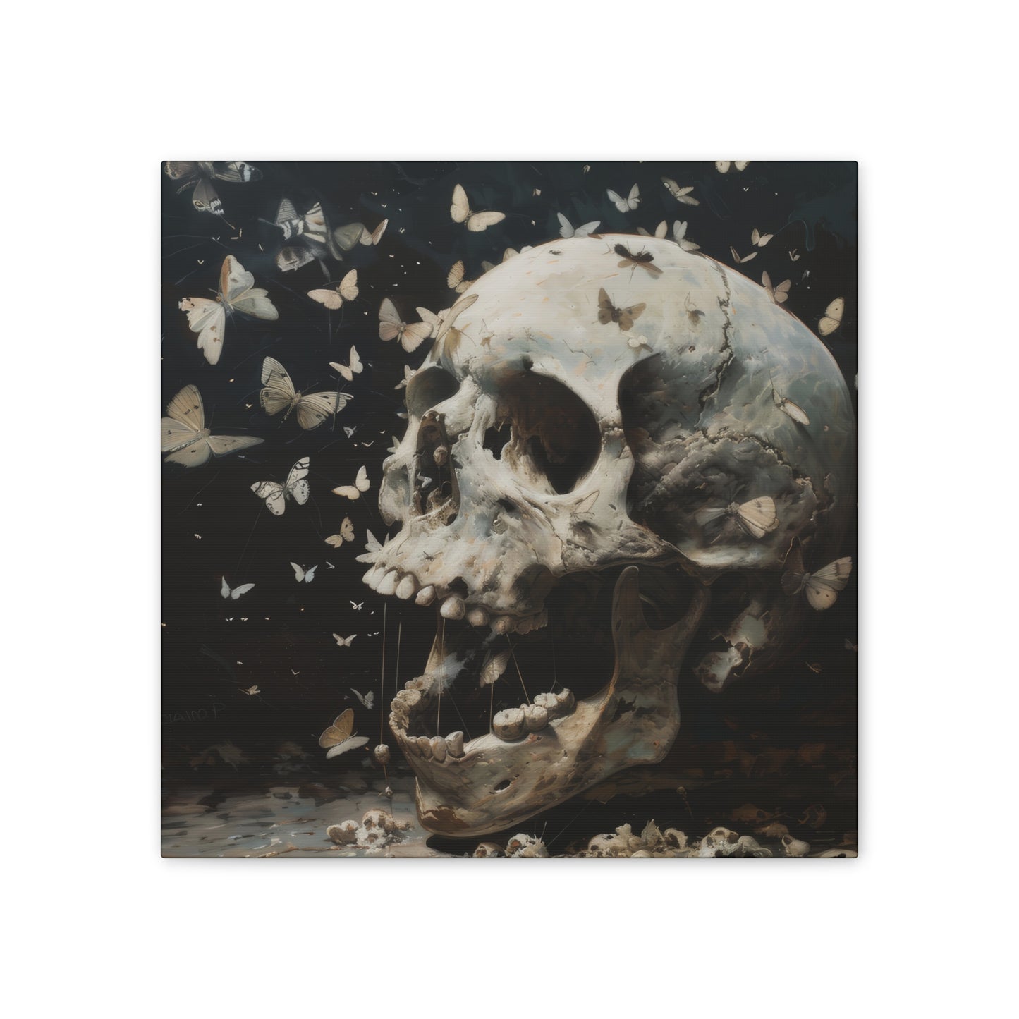 Skull and Butterflies - Canvas Stretched, 0.75"