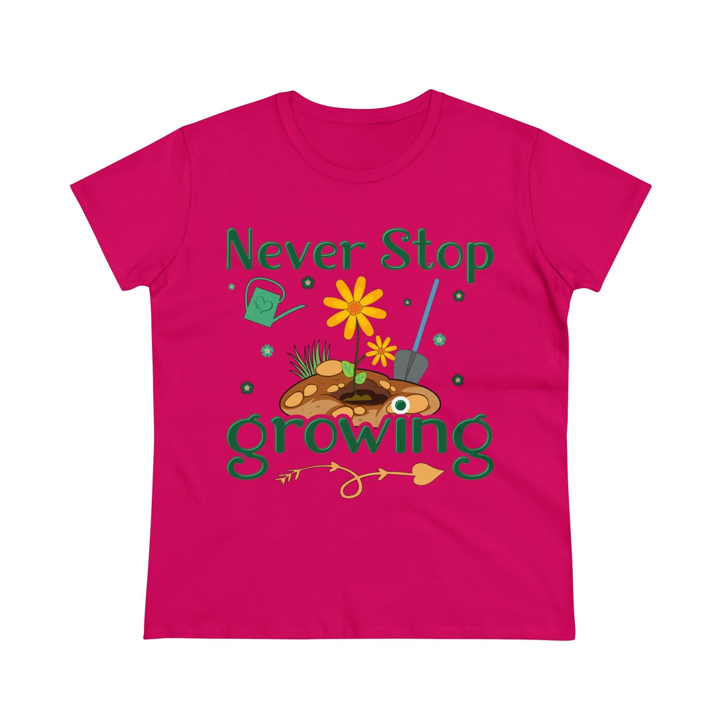 Never Stop Growing - Gardening - Women's Midweight Cotton Tee