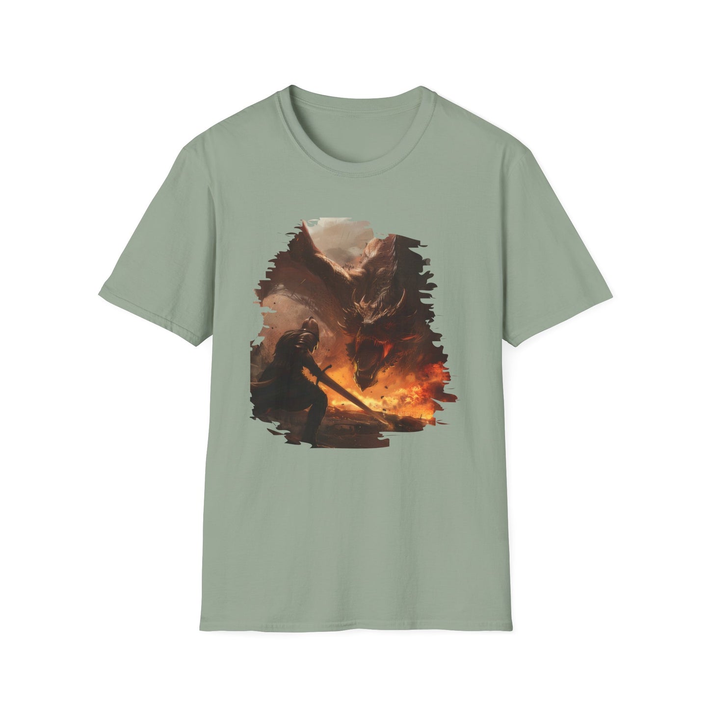 Fighter and Dragon - Unisex Softstyle T-Shirt