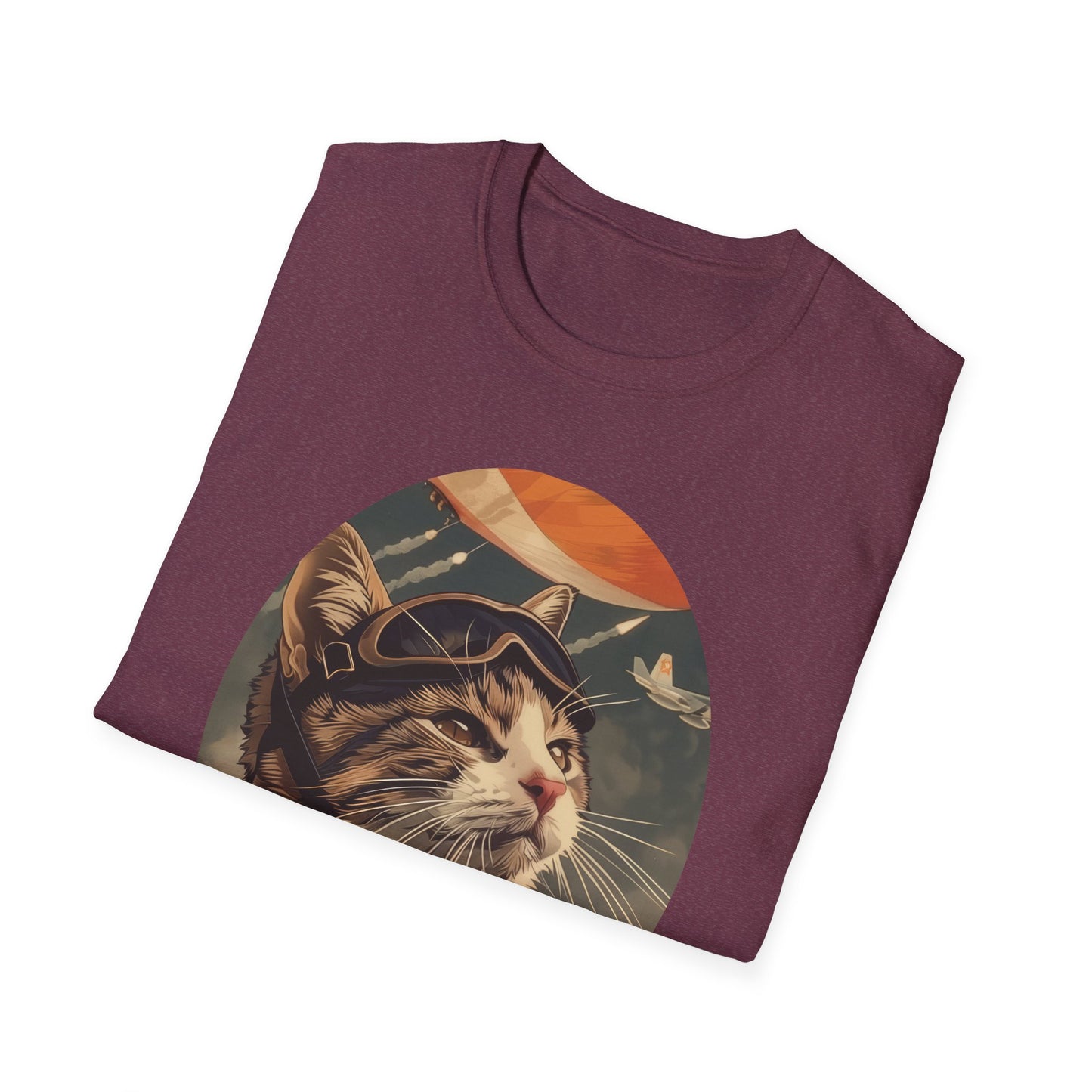 Cat Fighter Pilot - Unisex Softstyle T-Shirt