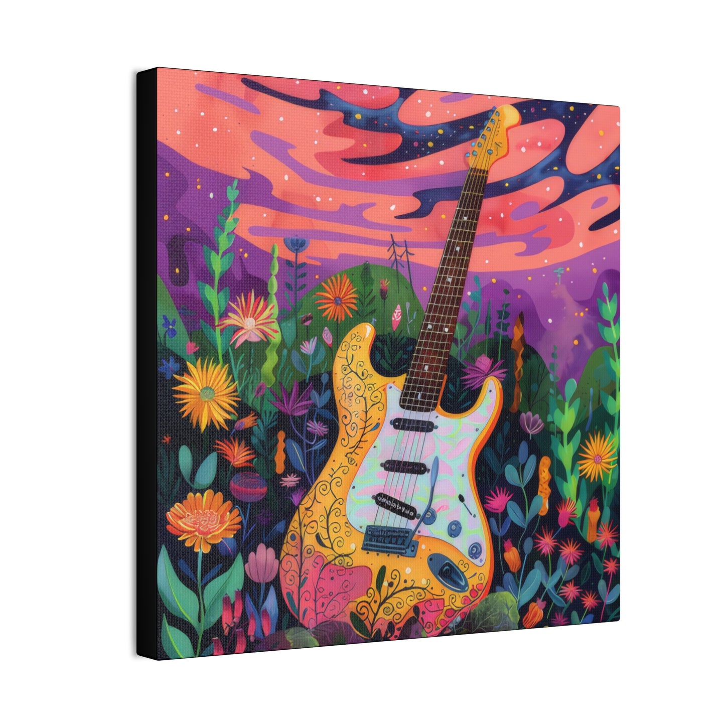 60's Guitar Poster - Canvas Stretched, 0.75"