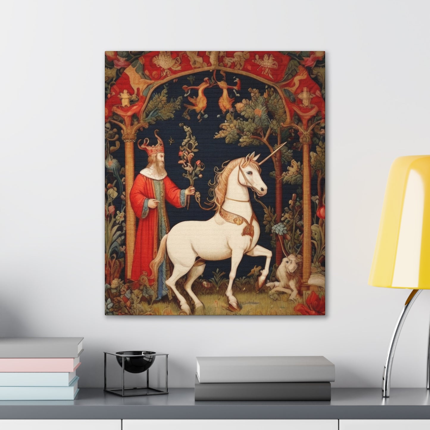 Wizard and the Unicorn Tapestry - Canvas Stretched, 0.75"