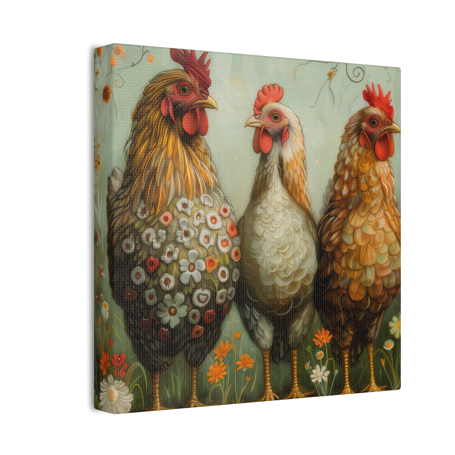 Chickens - Canvas Stretched, 0.75" - Canvas Stretched, 0.75"