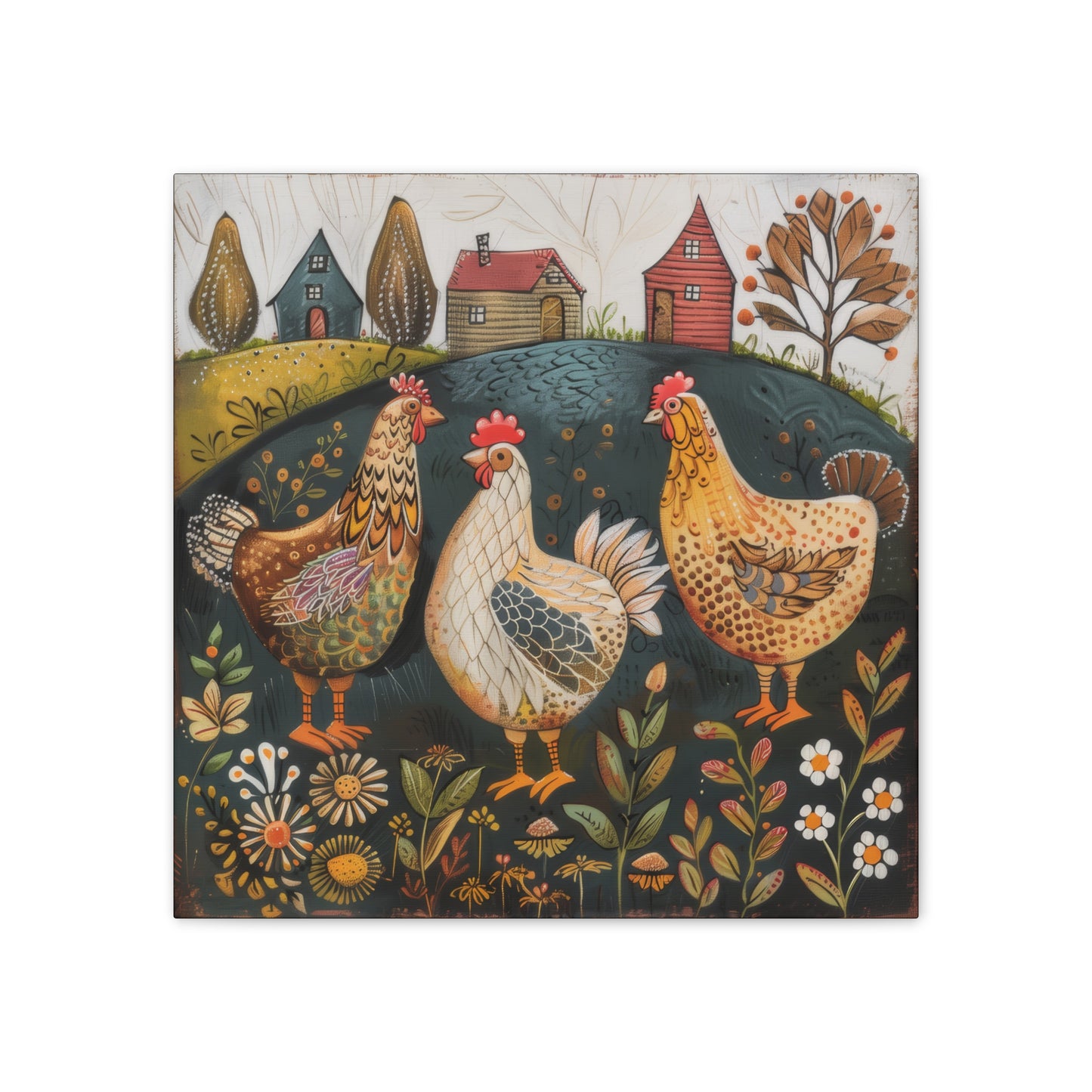 Chickens - Canvas Stretched, 0.75" - Canvas Stretched, 0.75"