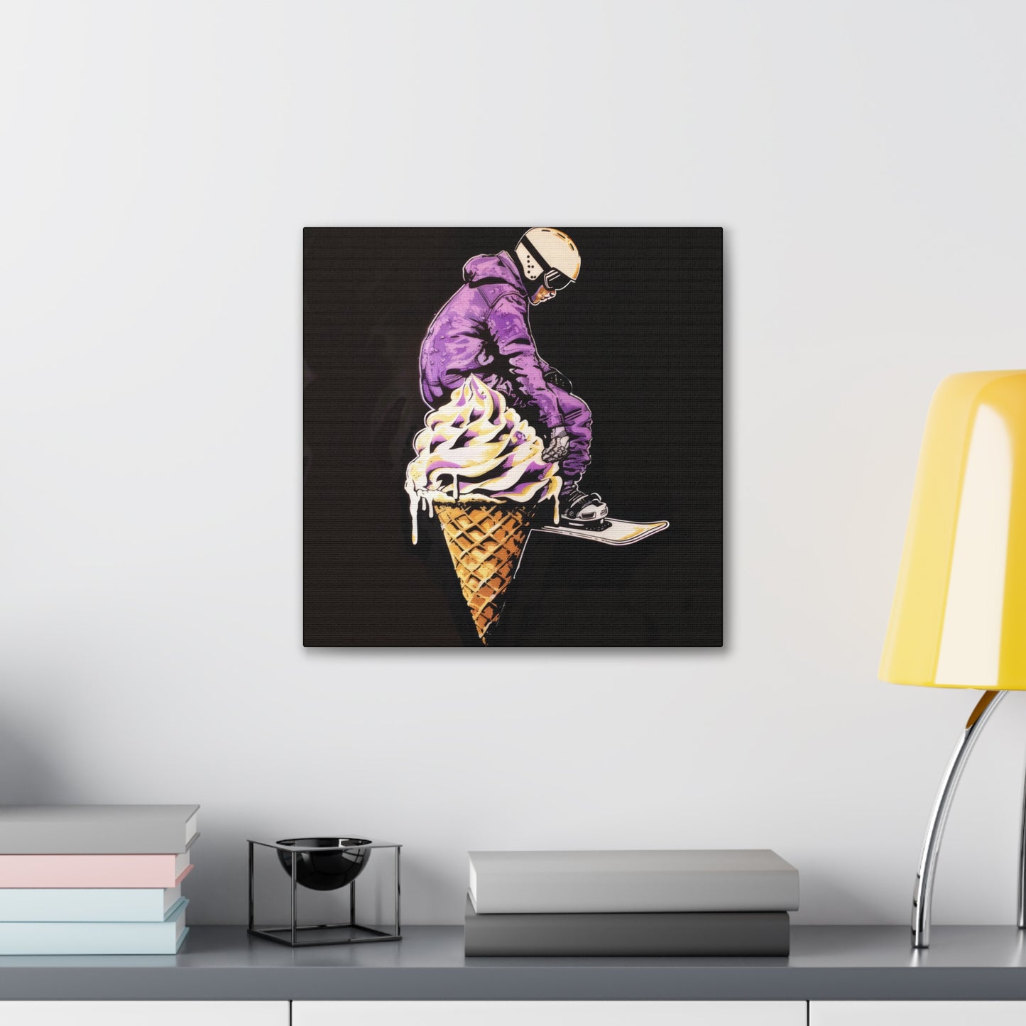 Snowboarder in Ice Cream - Canvas Stretched, 0.75"