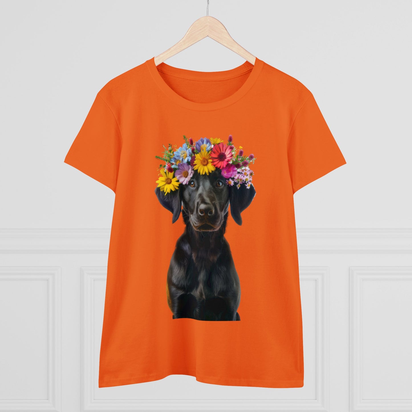 Dog's Flower Crown - Women's Midweight Cotton Tee