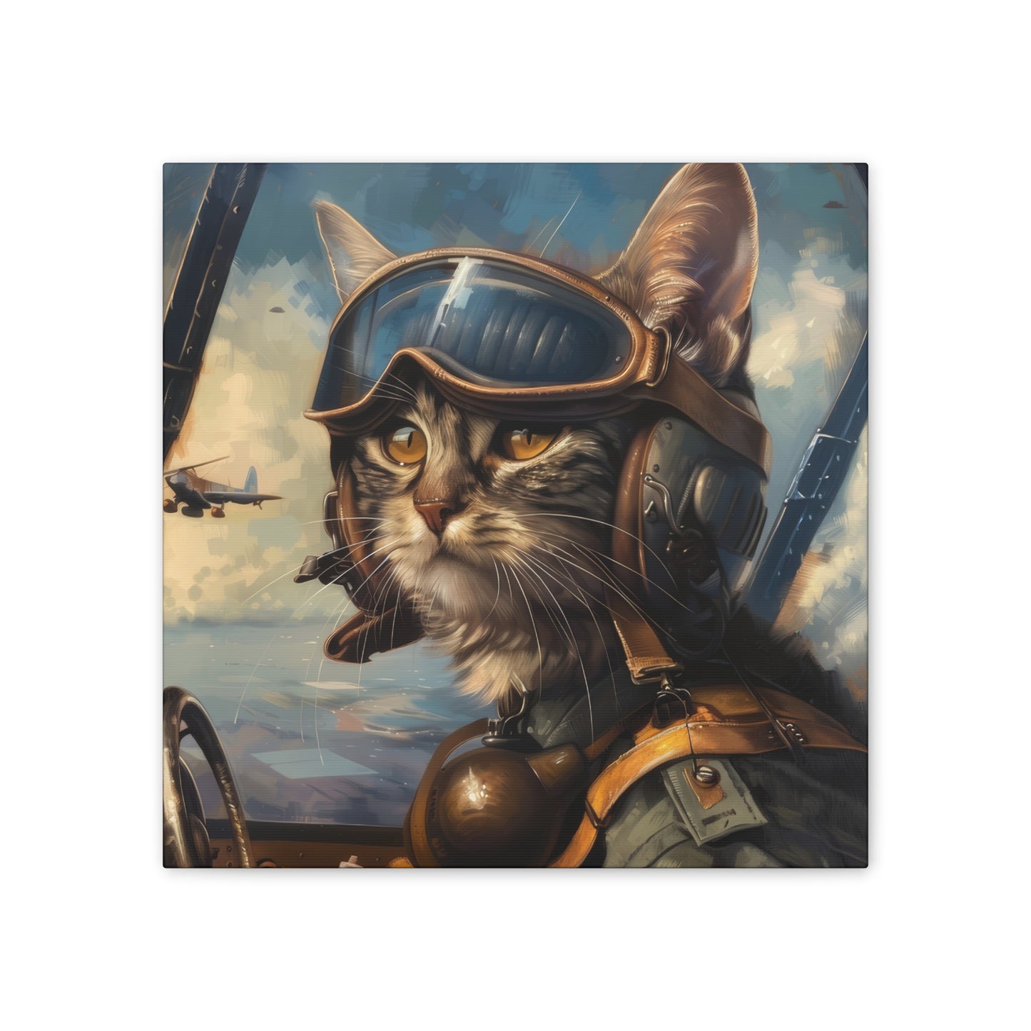 Cat Fighter Pilot - Canvas Stretched, 0.75"