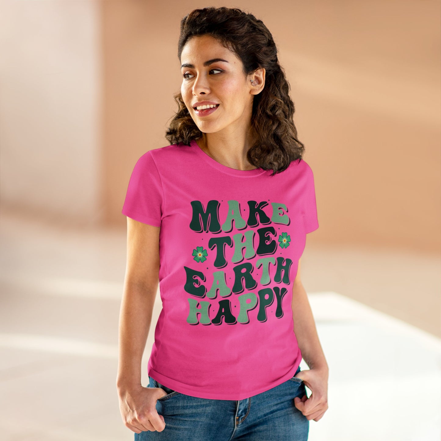 Make the Earth Happy - Gardening - Women's Midweight Cotton Tee