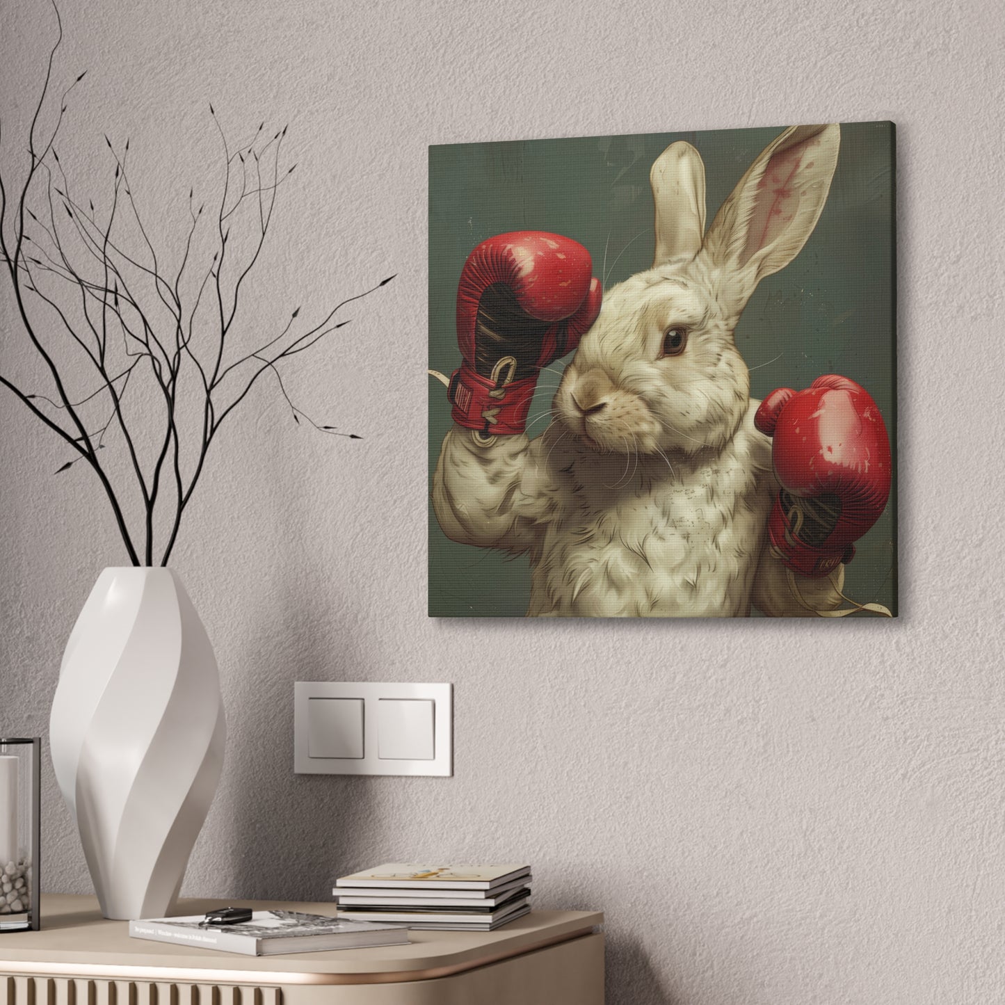 Bunny Pugilist - Canvas Stretched, 0.75"