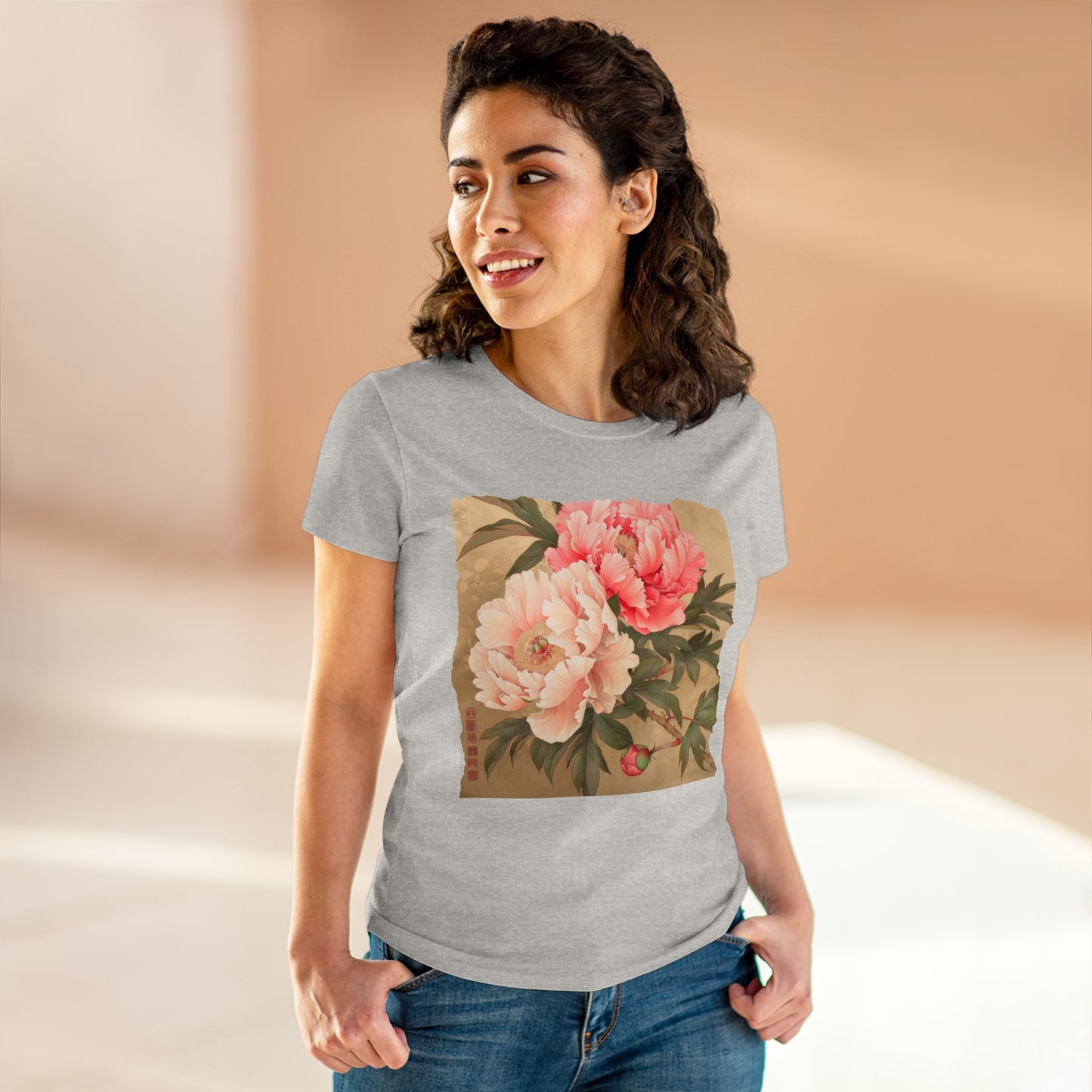 Peony - Flower - Women's Midweight Cotton Tee