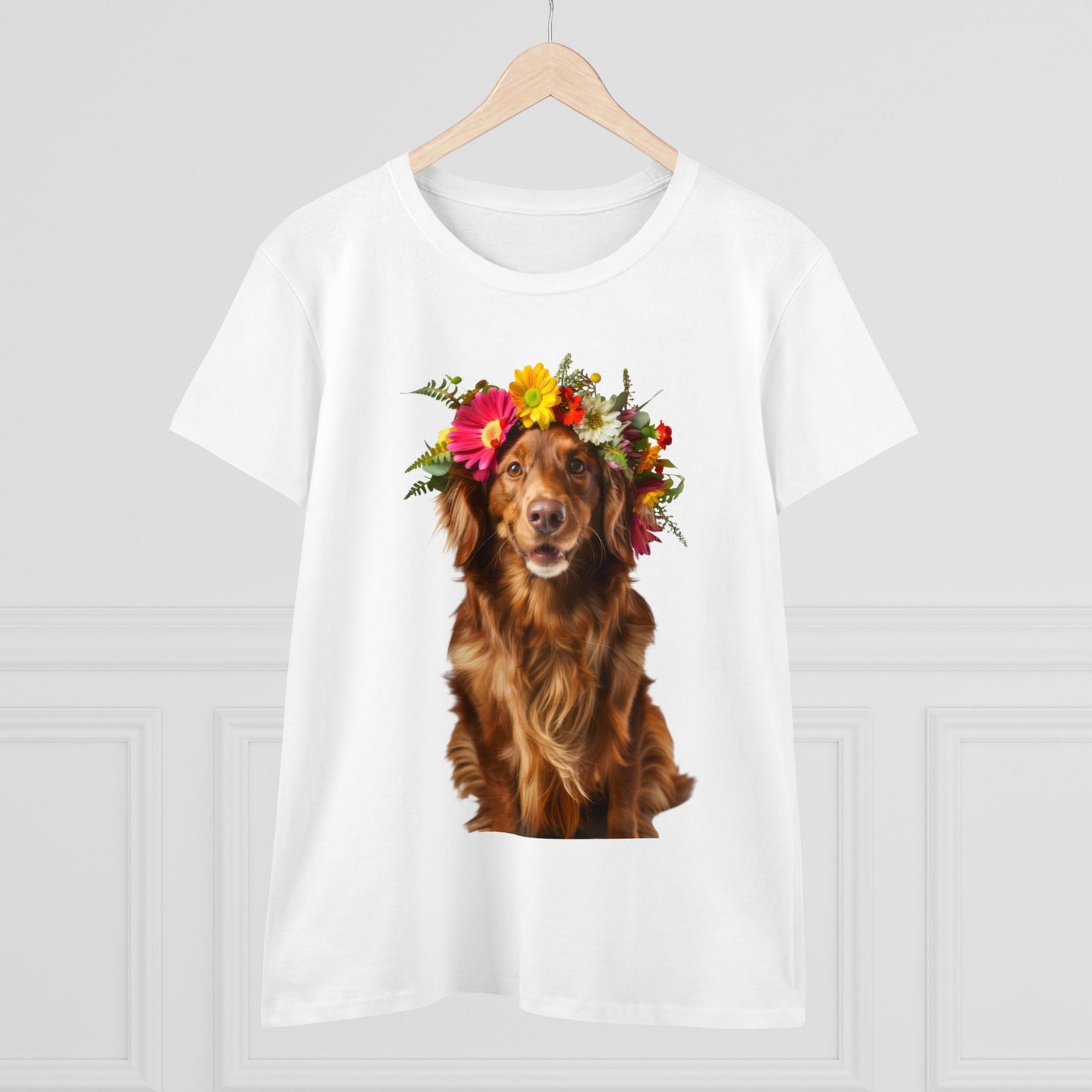 Dog's Flower Crown - Women's Midweight Cotton Tee