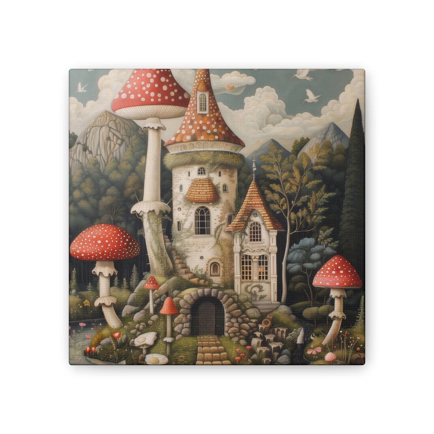 Mushroom House - Canvas Stretched, 0.75"