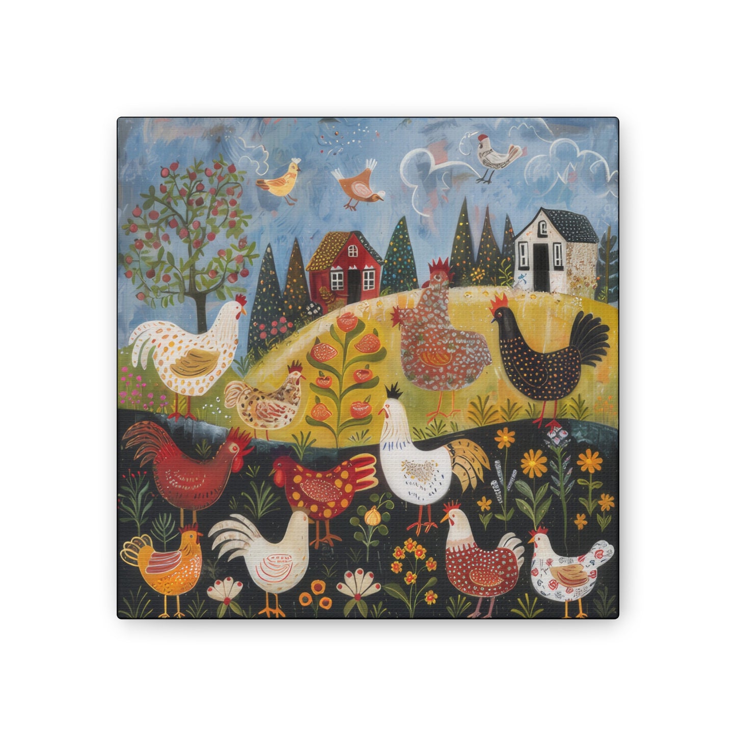 Chickens - Canvas Stretched, 0.75" - Canvas Stretched, 0.75"