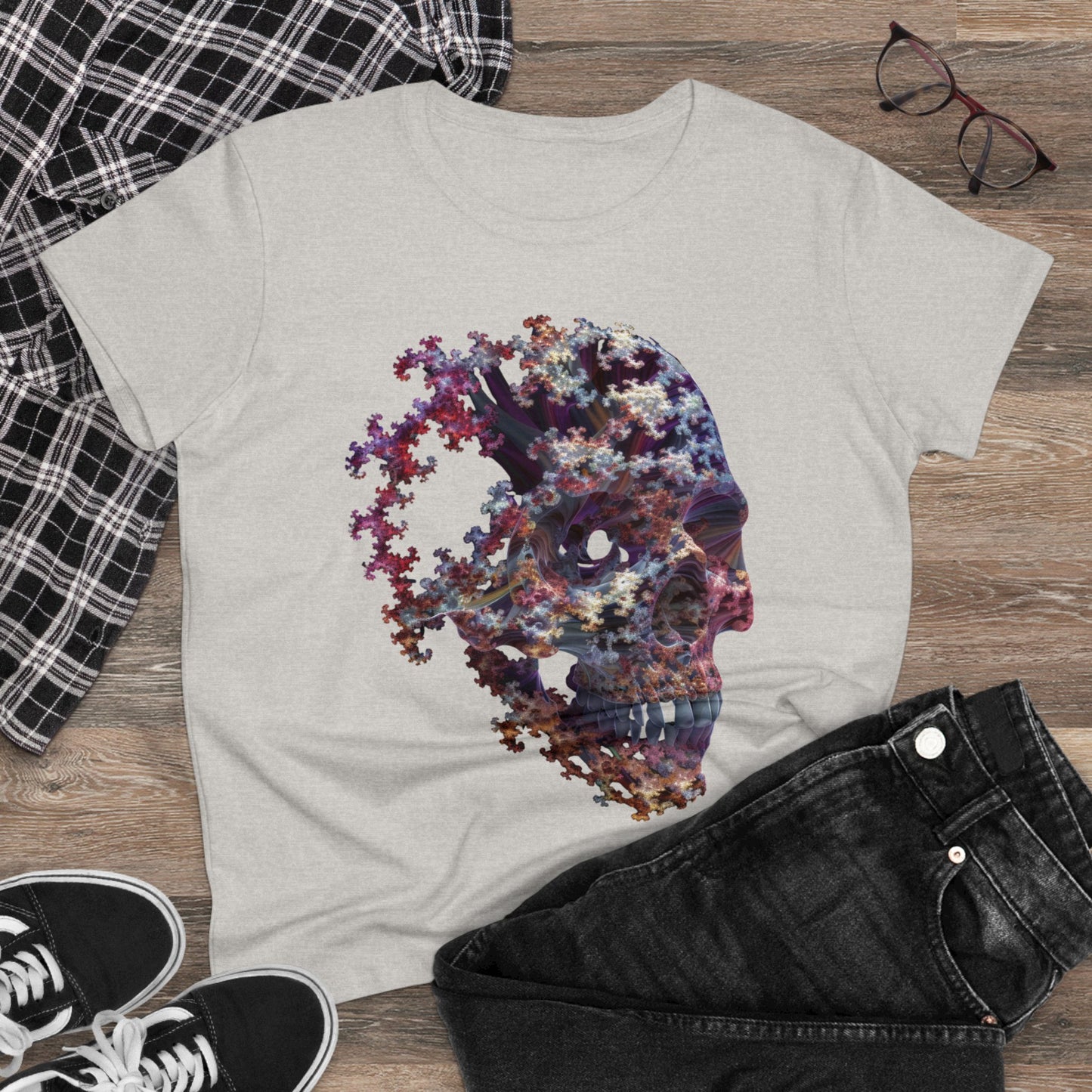 Fractal Skull - Women's Midweight Cotton Tee