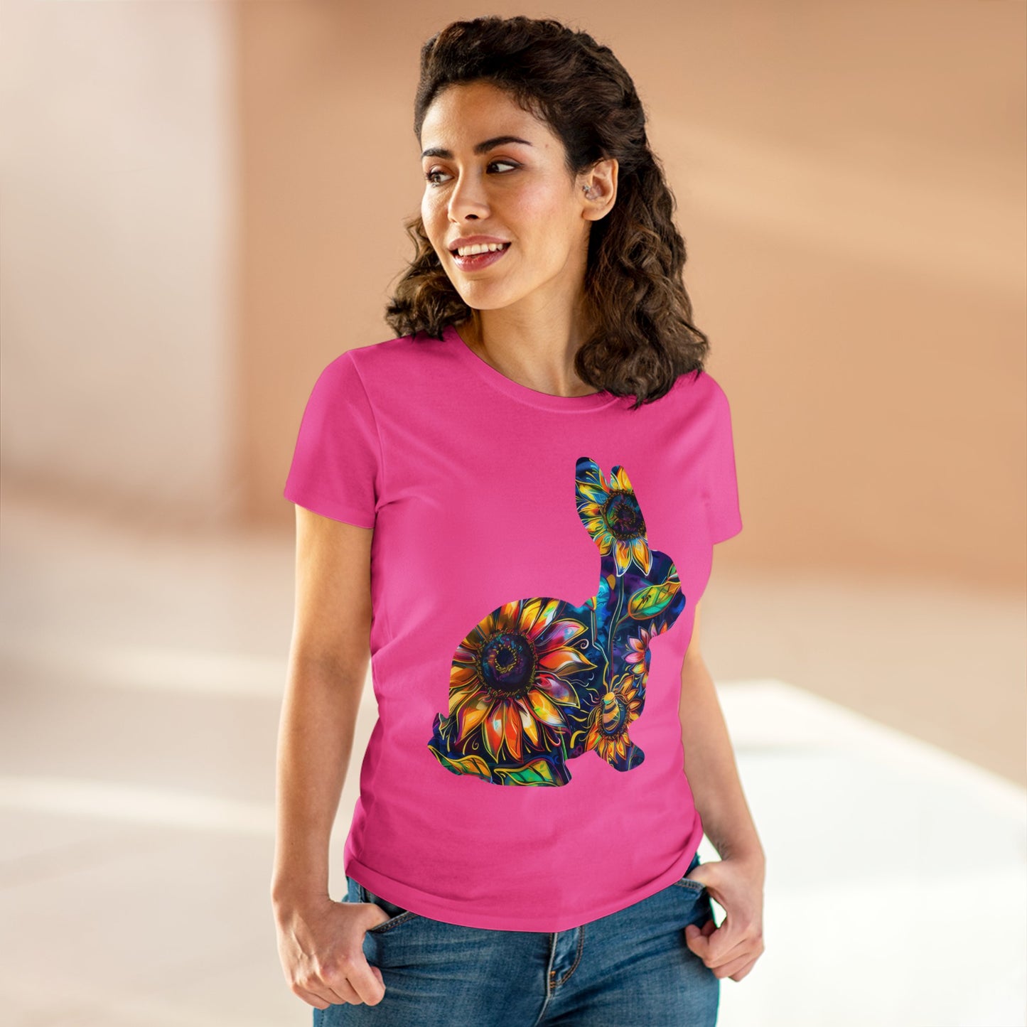 Flower Bunny - Women's Midweight Cotton Tee