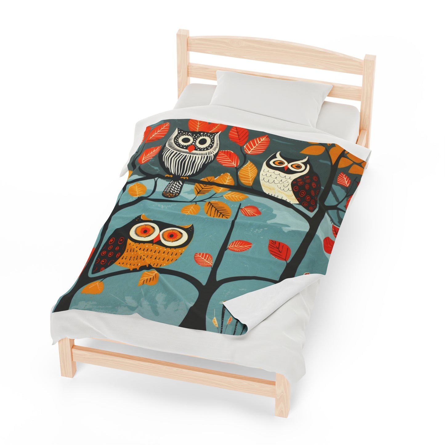 Owls - Trifecta - Velveteen Plush Blanket s