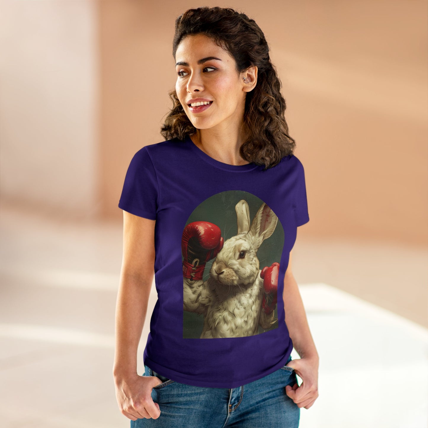 Boxing Rabbit - Women's Midweight Cotton Tee