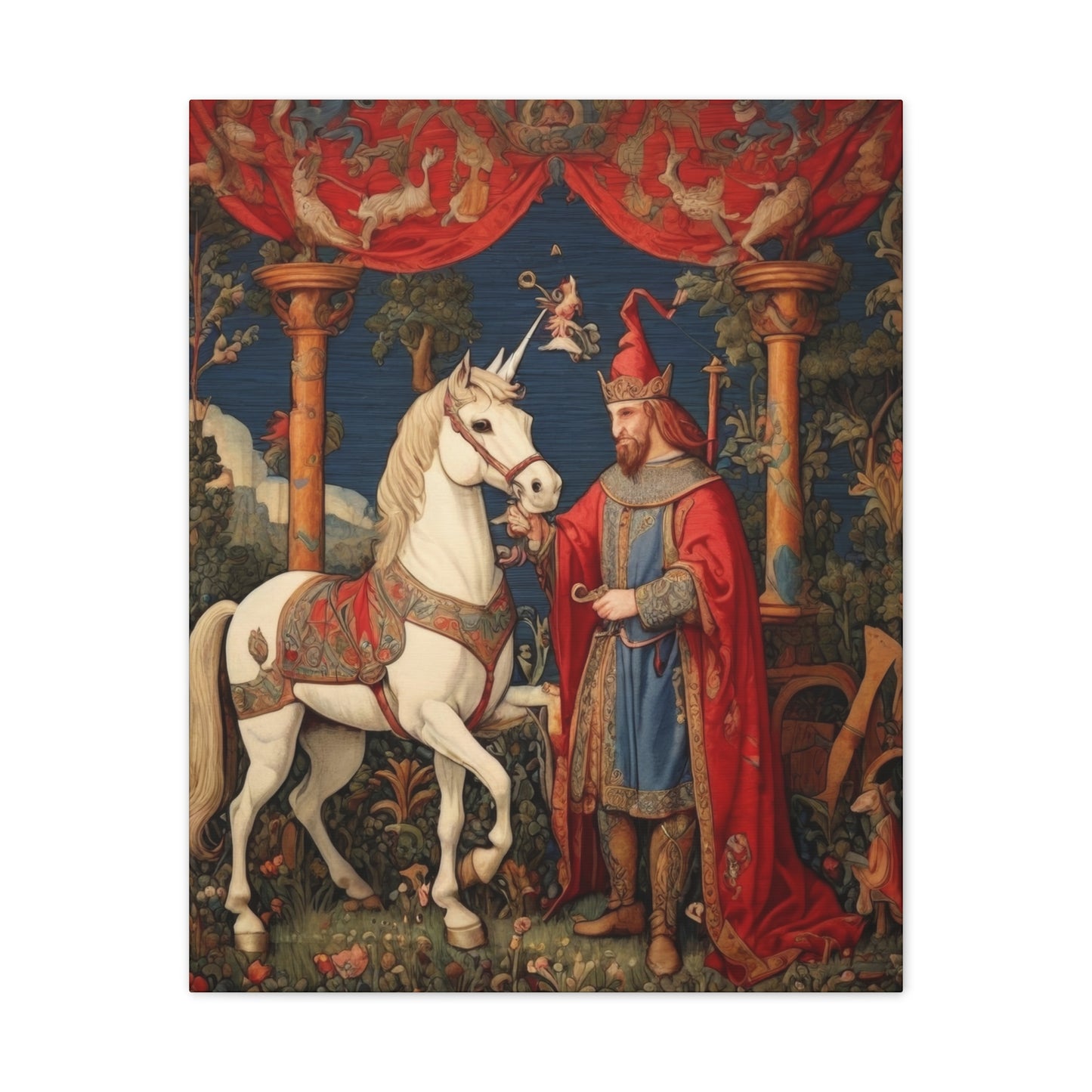 Mage and the Unicorn Tapestry - Canvas Stretched, 0.75"