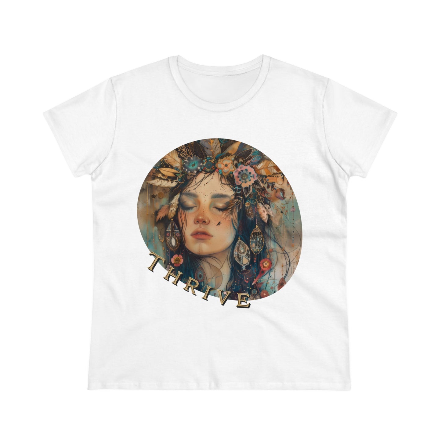 Flower Girl Thrives - Flowers - Women's Midweight Cotton Tee