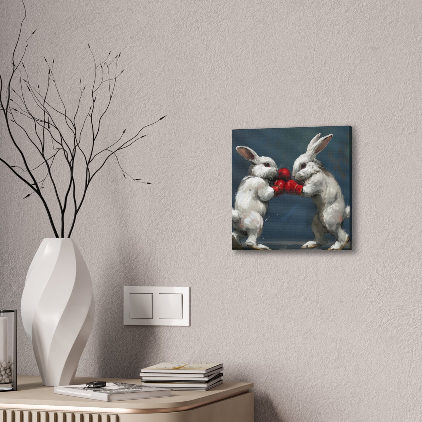 Boxing Rabbits - Canvas Stretched, 0.75"