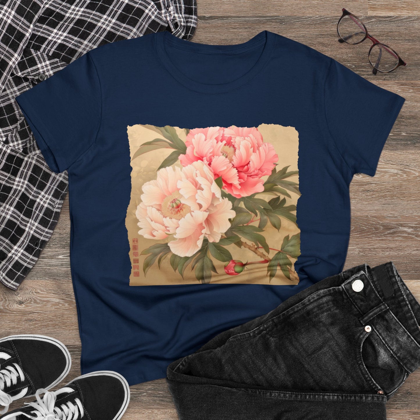 Peony - Flower - Women's Midweight Cotton Tee