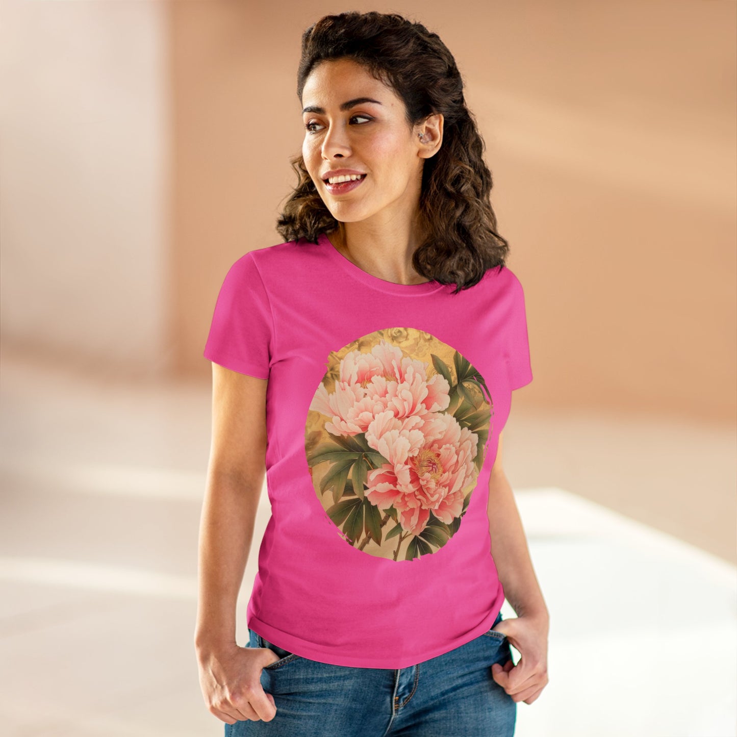 Peony - Flower - Women's Midweight Cotton Tee