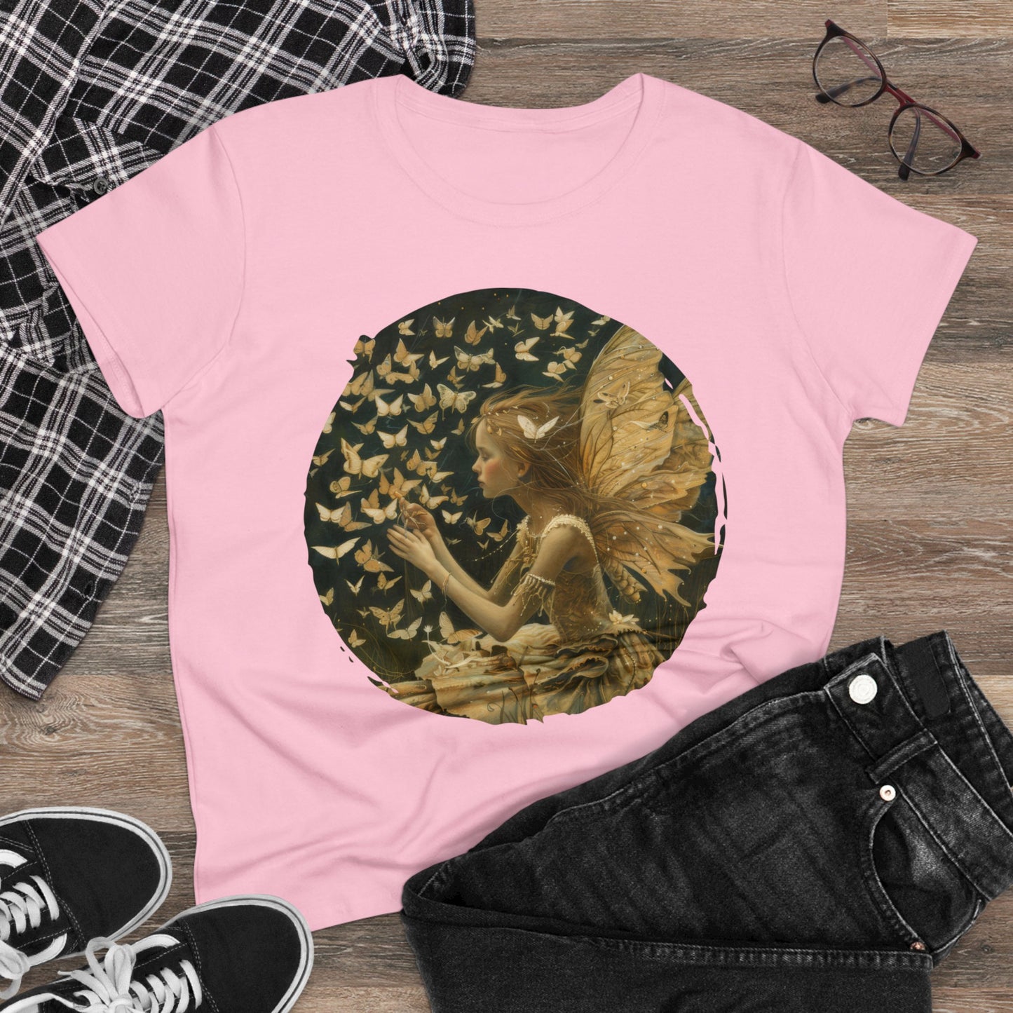 Fairy and Butterflies - Fantasy - Women's Midweight Cotton Tee