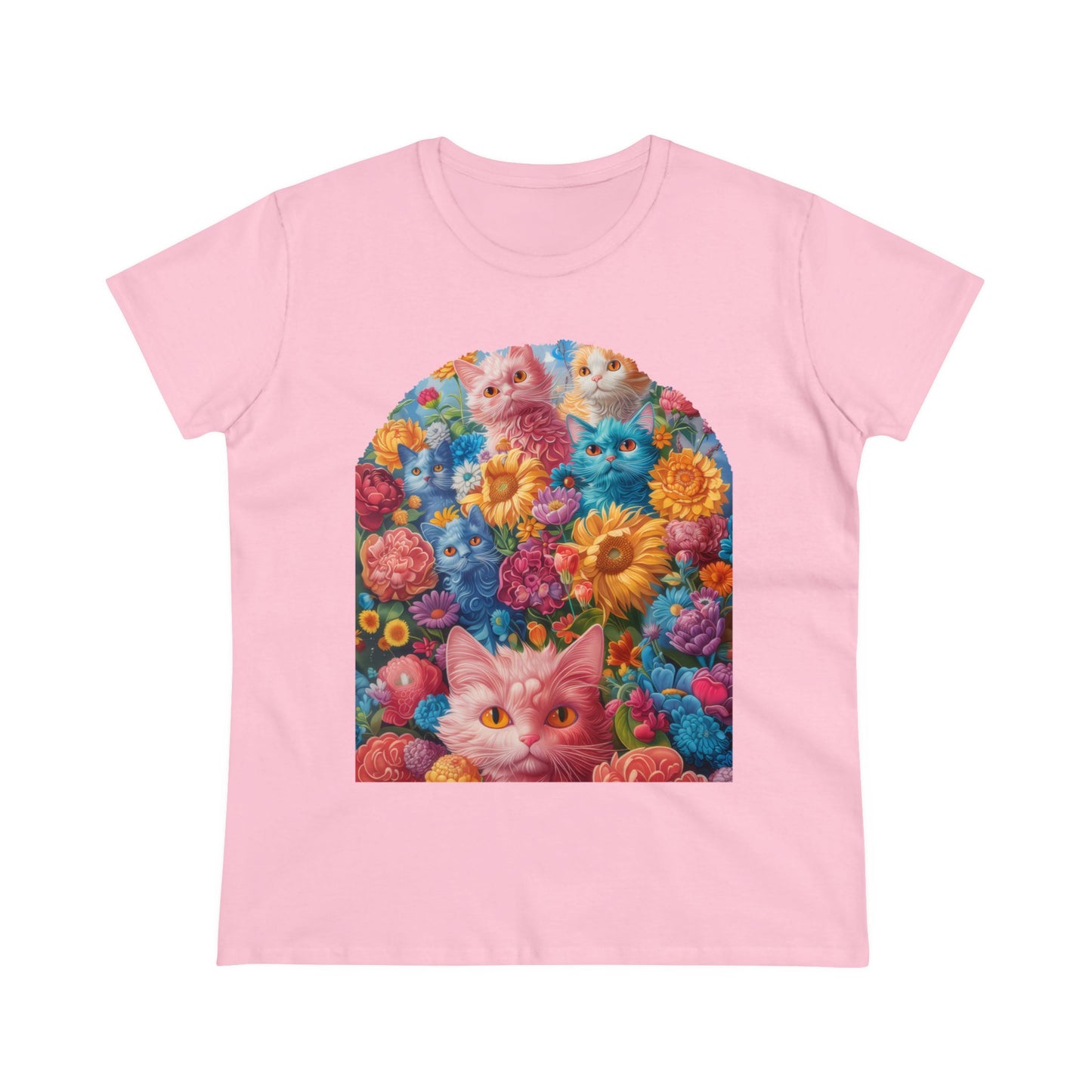 Cats and Flowers - Women's Midweight Cotton Tee