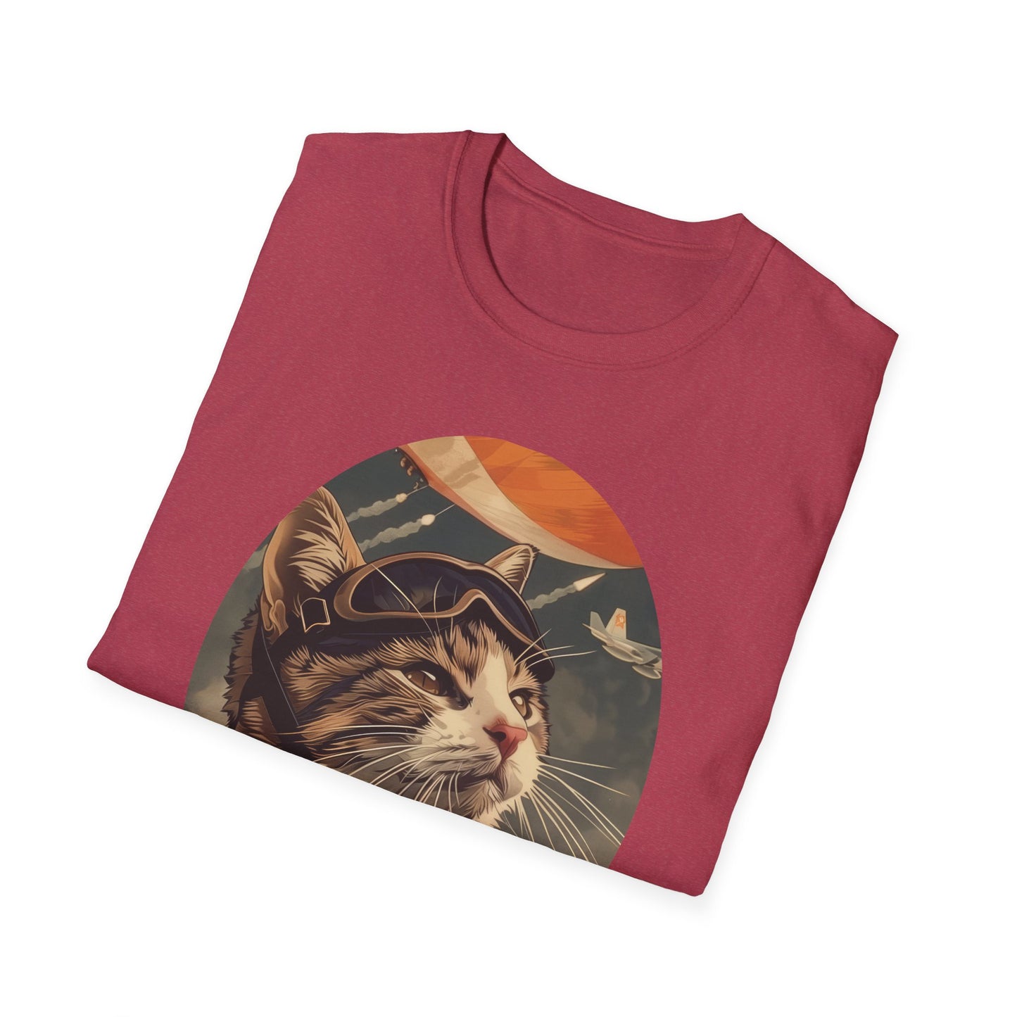 Cat Fighter Pilot - Unisex Softstyle T-Shirt