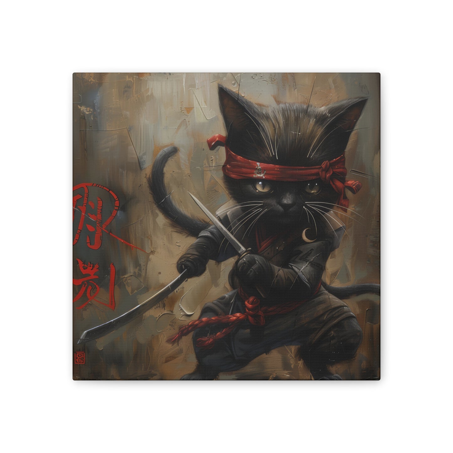 Ninja Kitty - Canvas Stretched, 0.75"