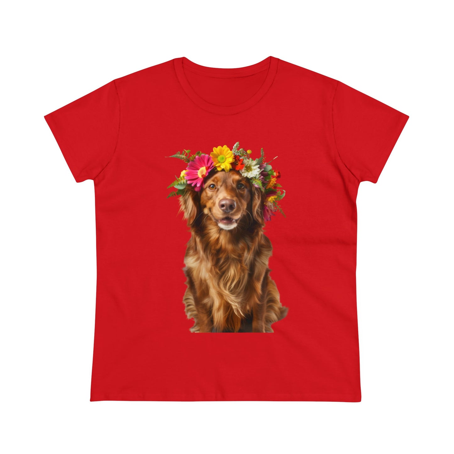 Dog's Flower Crown - Women's Midweight Cotton Tee