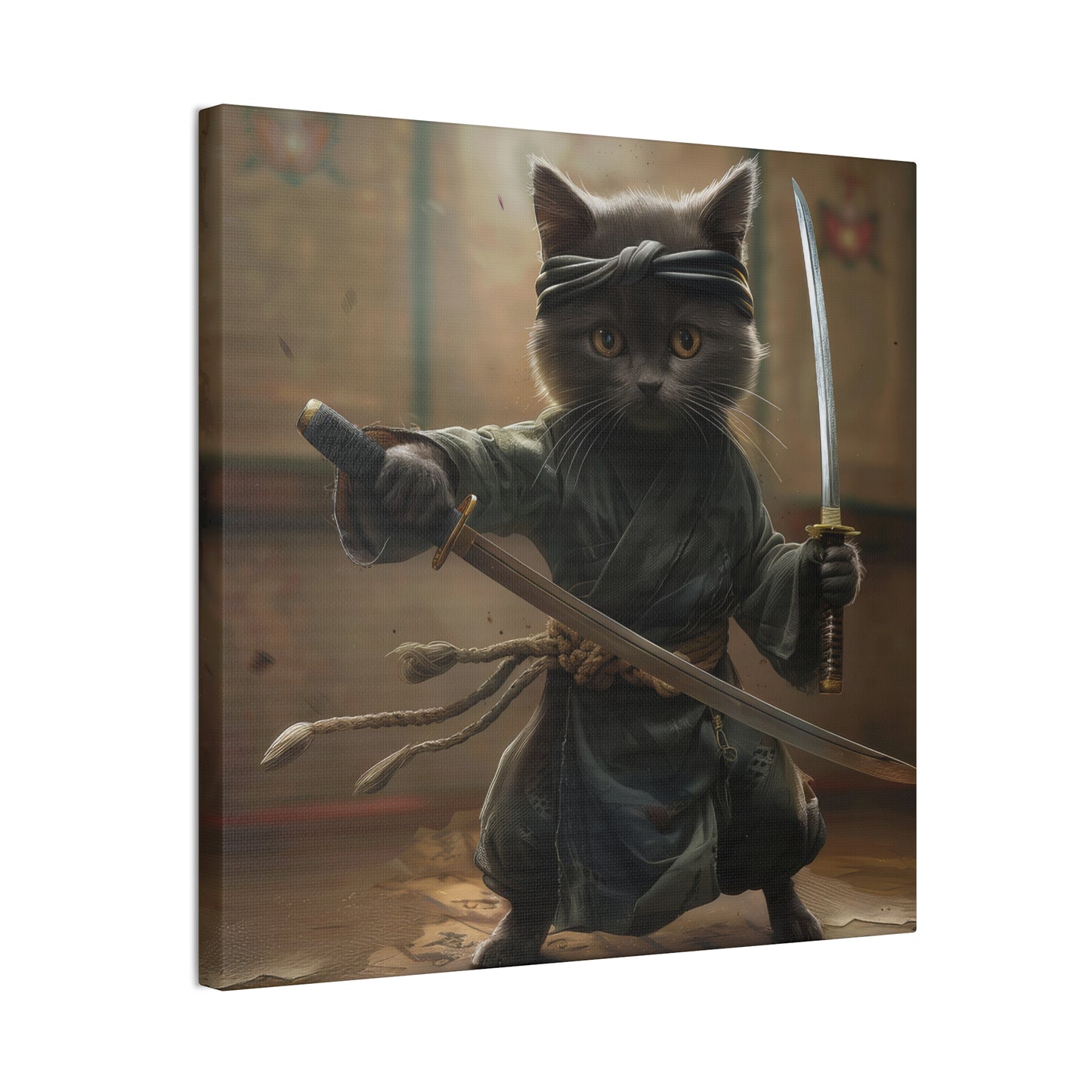 Ninja Kitty - Canvas Stretched, 0.75"